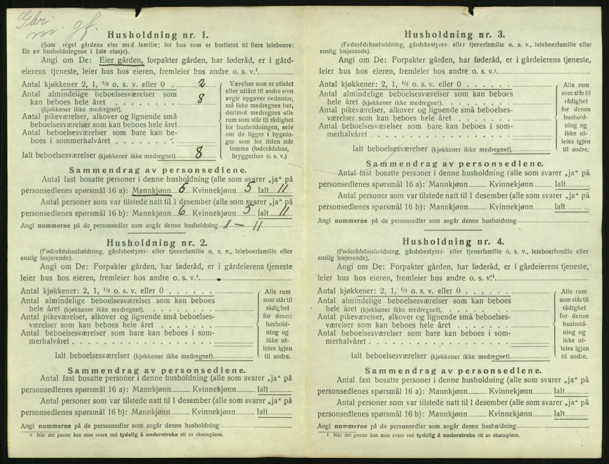 SAH, 1920 census for Eina, 1920, p. 29