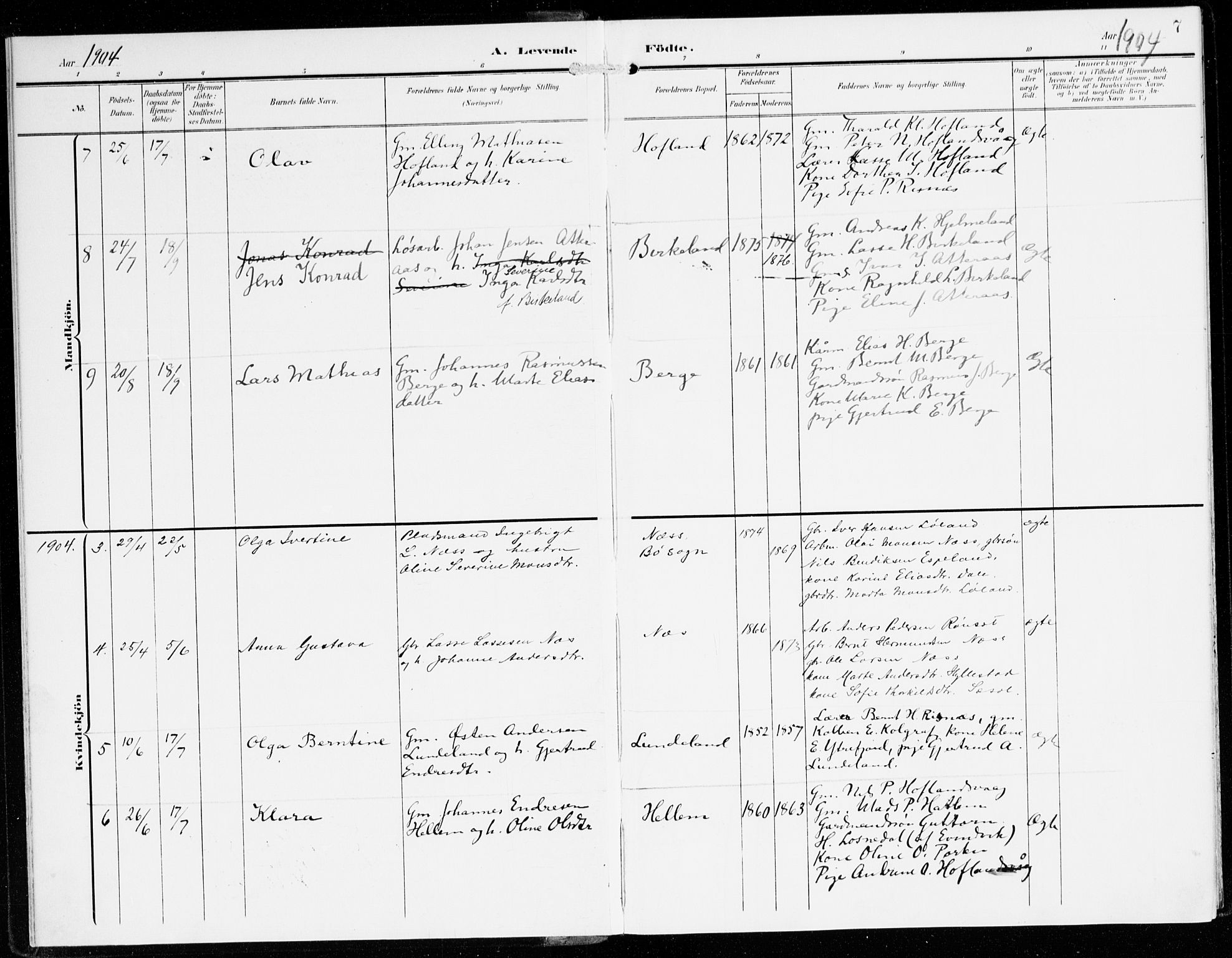 Hyllestad sokneprestembete, AV/SAB-A-80401: Parish register (official) no. B 2, 1903-1917, p. 7