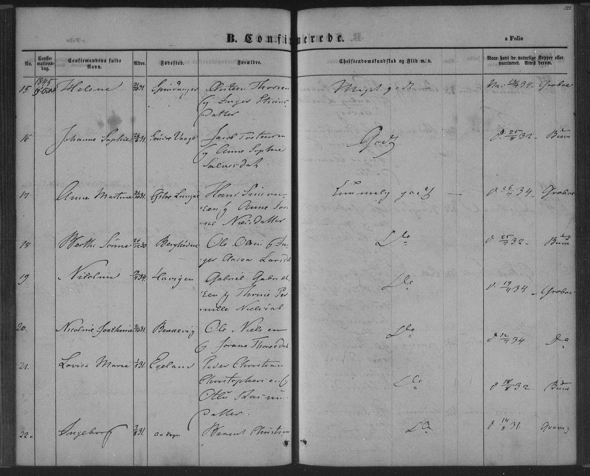 Herad sokneprestkontor, SAK/1111-0018/F/Fa/Fab/L0003: Parish register (official) no. A 3, 1844-1853, p. 122