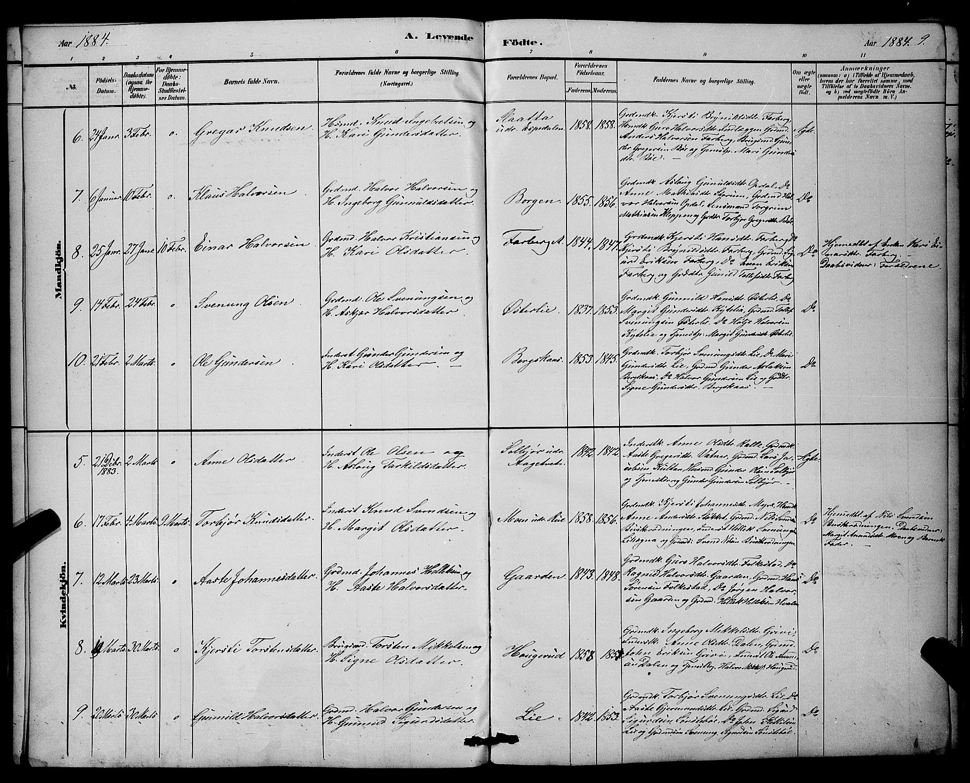 Bø kirkebøker, AV/SAKO-A-257/G/Ga/L0005: Parish register (copy) no. 5, 1883-1897, p. 9