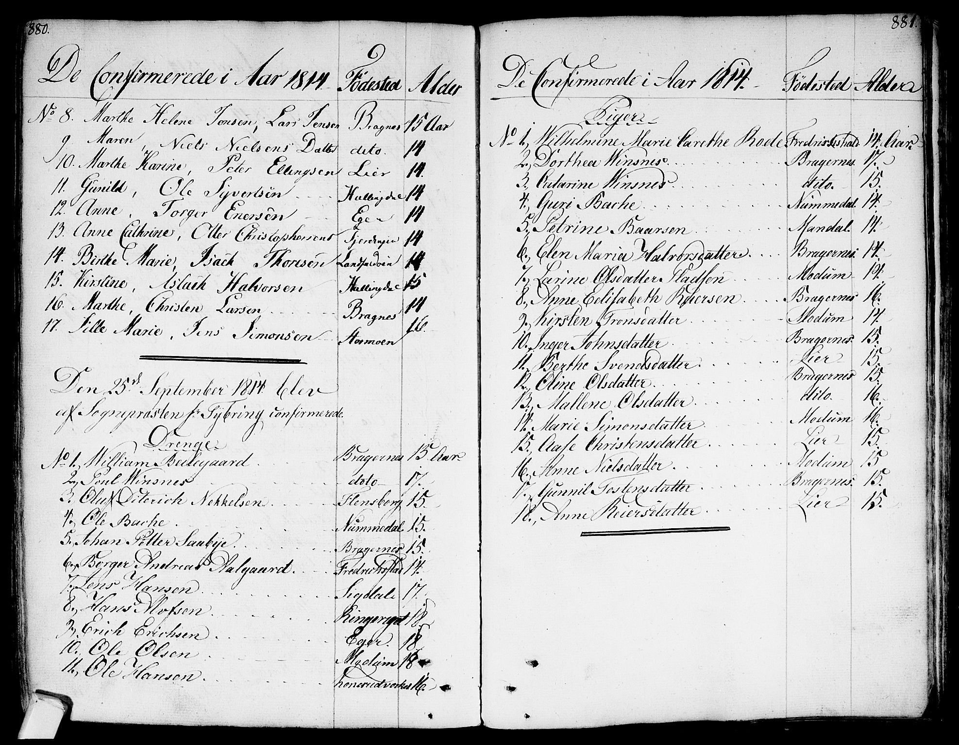 Bragernes kirkebøker, AV/SAKO-A-6/F/Fa/L0006a: Parish register (official) no. I 6, 1782-1814, p. 880-881
