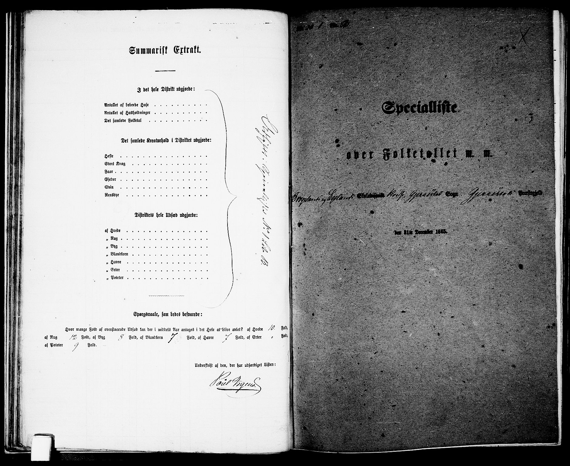 RA, 1865 census for Gjerstad, 1865, p. 26