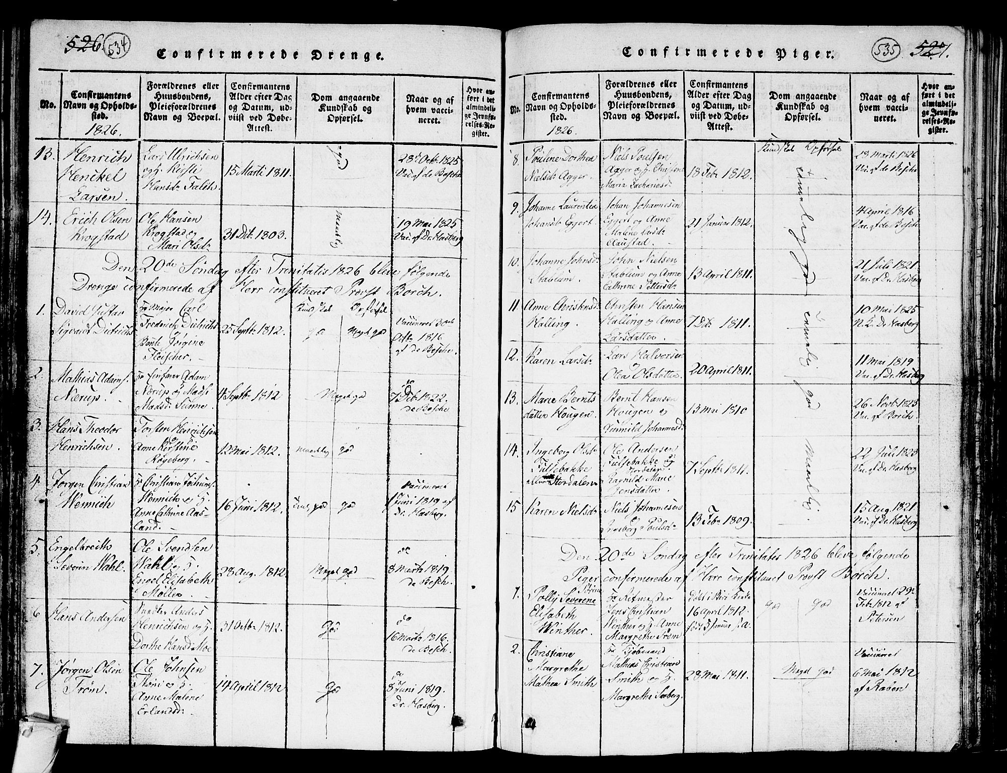 Kongsberg kirkebøker, AV/SAKO-A-22/G/Ga/L0001: Parish register (copy) no. 1, 1816-1839, p. 534-535