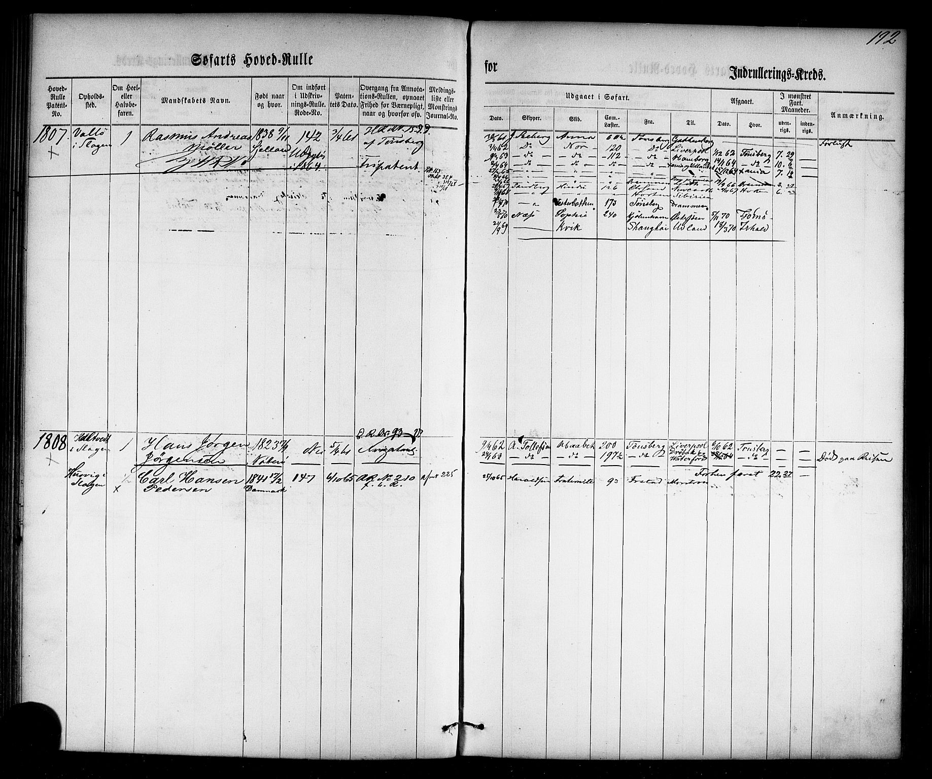 Tønsberg innrulleringskontor, SAKO/A-786/F/Fc/Fca/L0002: Hovedrulle Patent nr. 1429-2133, 1861-1868, p. 231