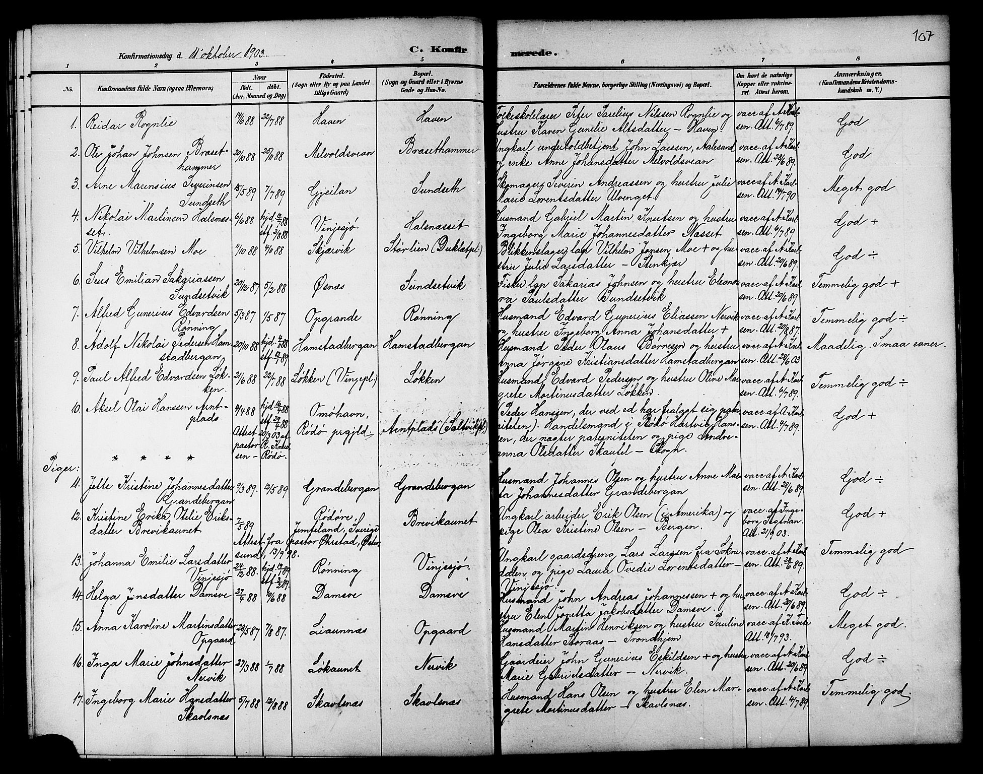 Ministerialprotokoller, klokkerbøker og fødselsregistre - Nord-Trøndelag, SAT/A-1458/733/L0327: Parish register (copy) no. 733C02, 1888-1918, p. 107