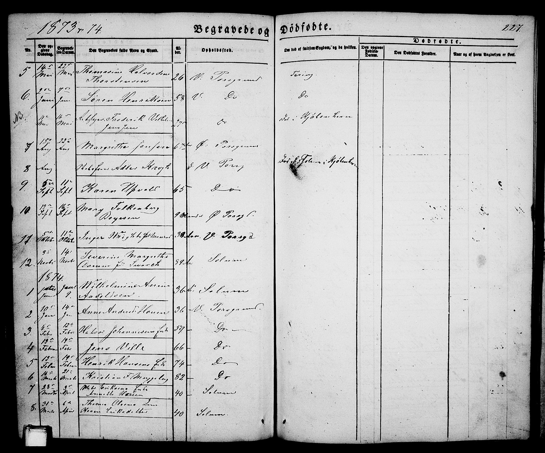 Porsgrunn kirkebøker , SAKO/A-104/G/Ga/L0002: Parish register (copy) no. I 2, 1847-1877, p. 227