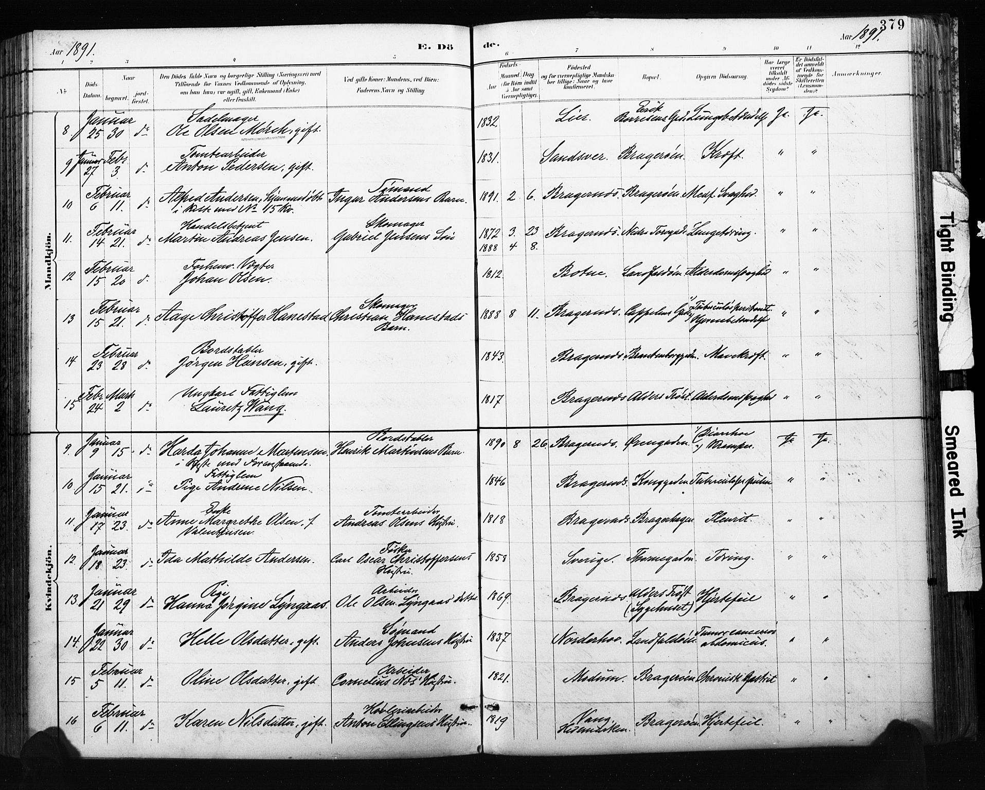 Bragernes kirkebøker, AV/SAKO-A-6/F/Fb/L0007: Parish register (official) no. II 7, 1885-1893, p. 379