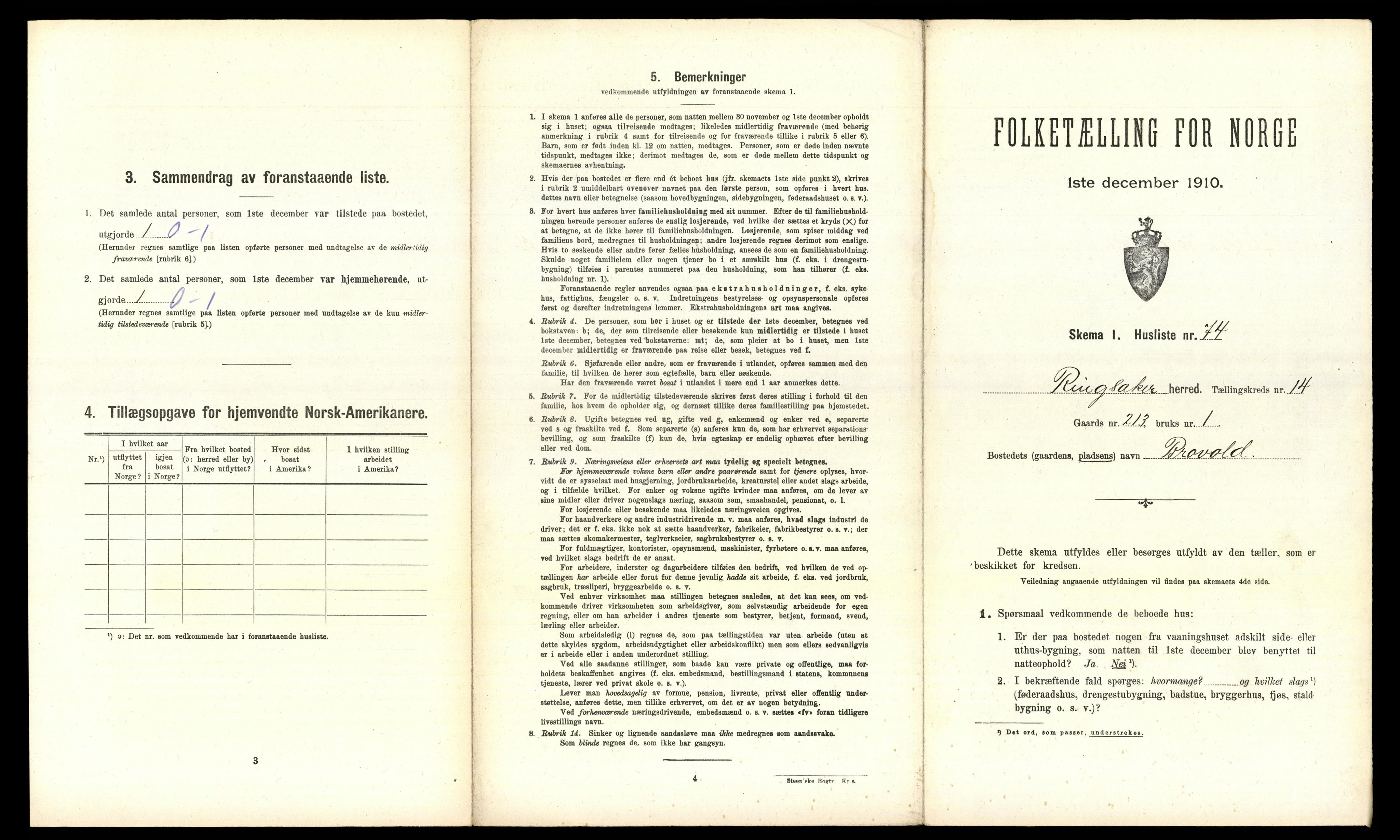 RA, 1910 census for Ringsaker, 1910, p. 2891