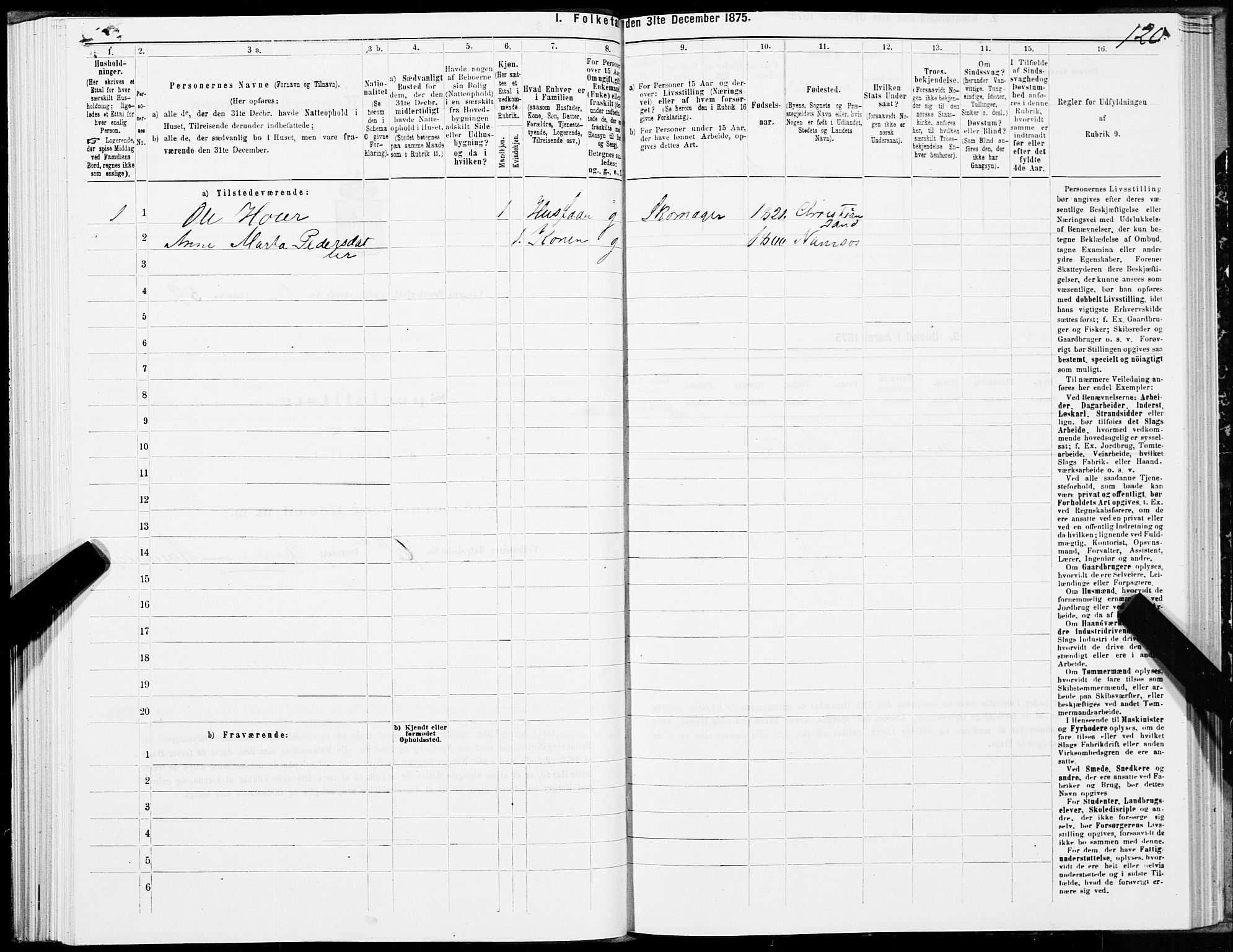 SAT, 1875 census for 1865P Vågan, 1875, p. 1120