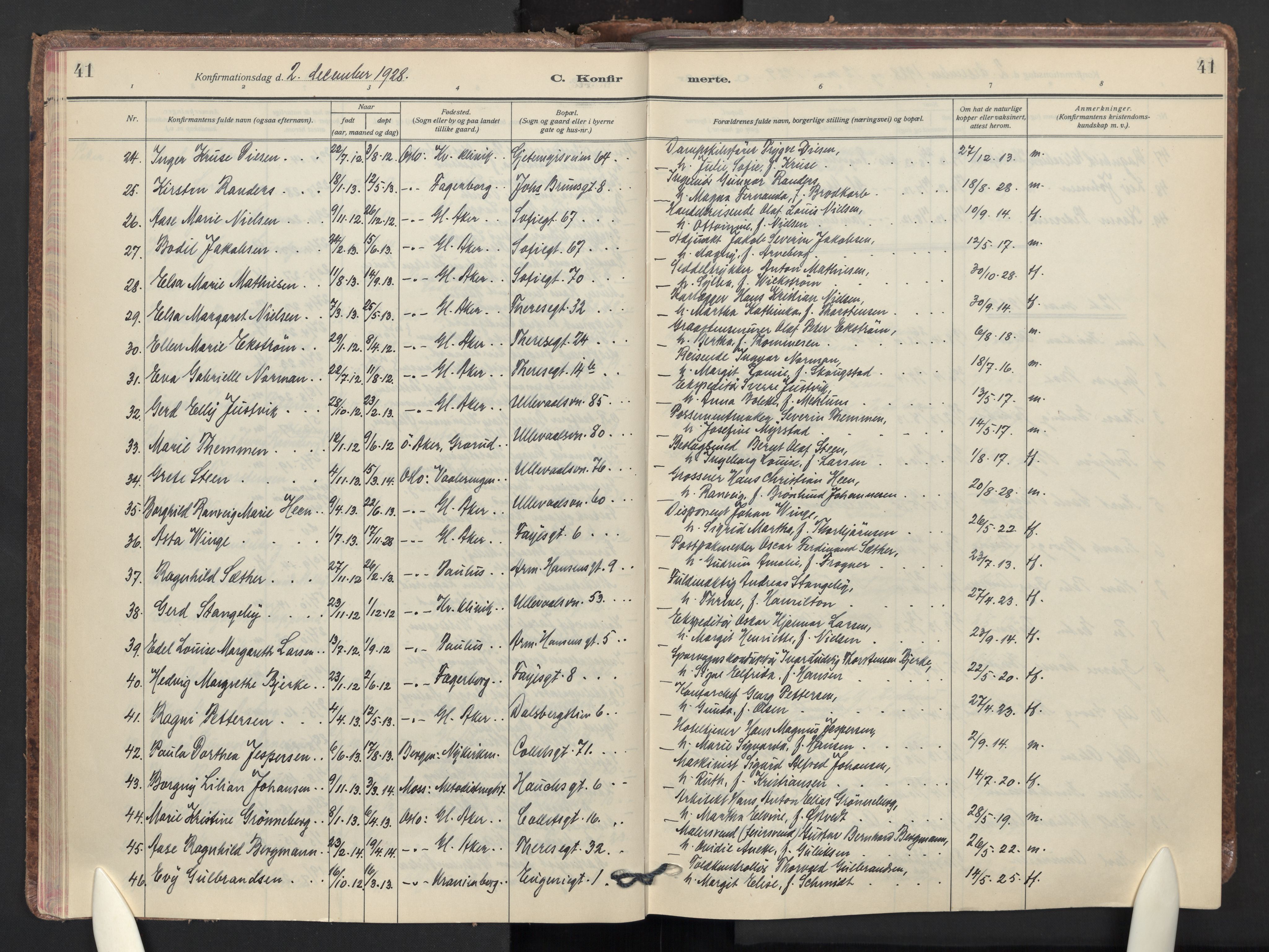 Gamle Aker prestekontor Kirkebøker, SAO/A-10617a/F/L0019: Parish register (official) no. 19, 1925-1954, p. 41