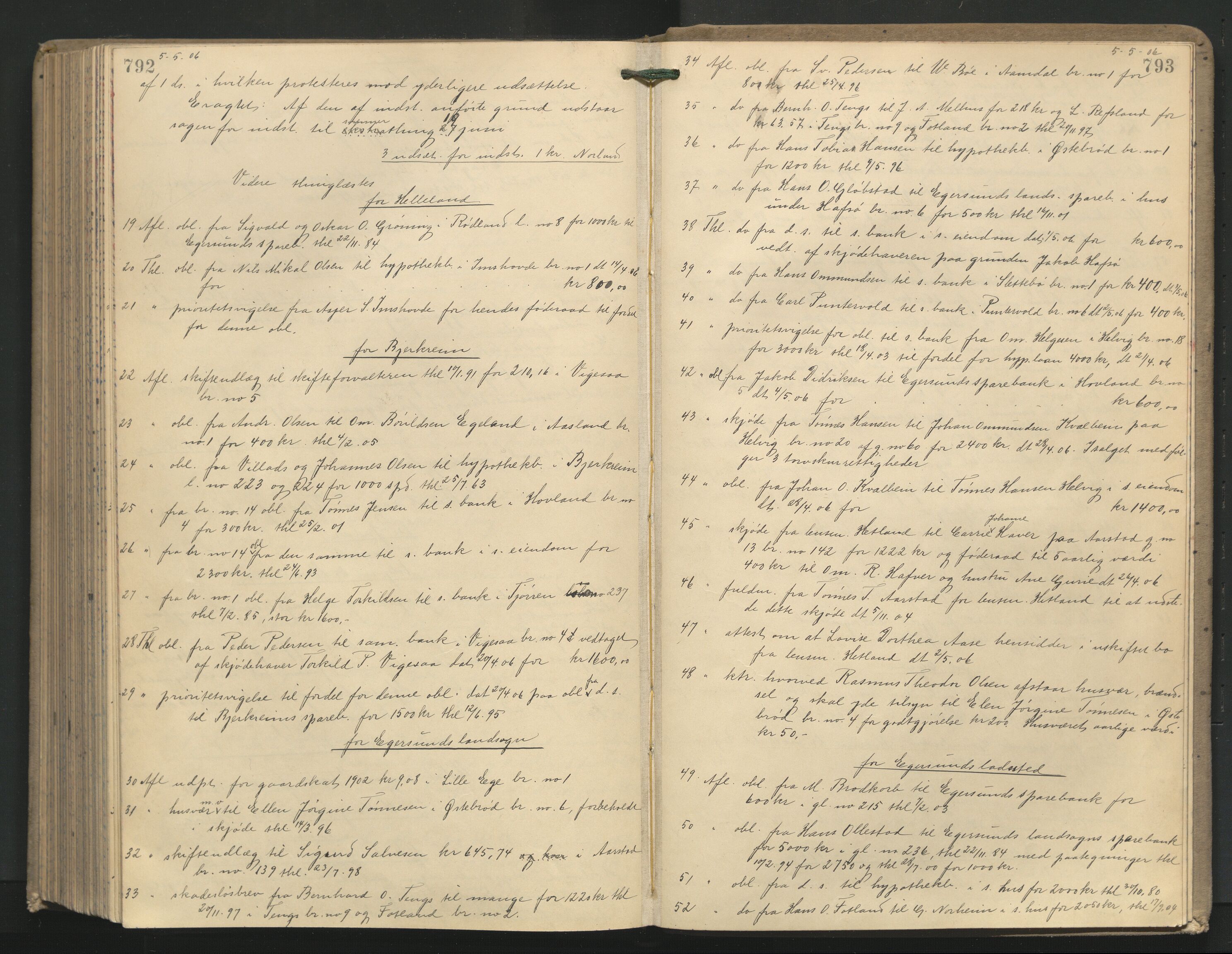 Dalane sorenskriveri, AV/SAST-A-100309/001/3/30/30BA/L0007: TINGBOK, 1902-1906, p. 792-793