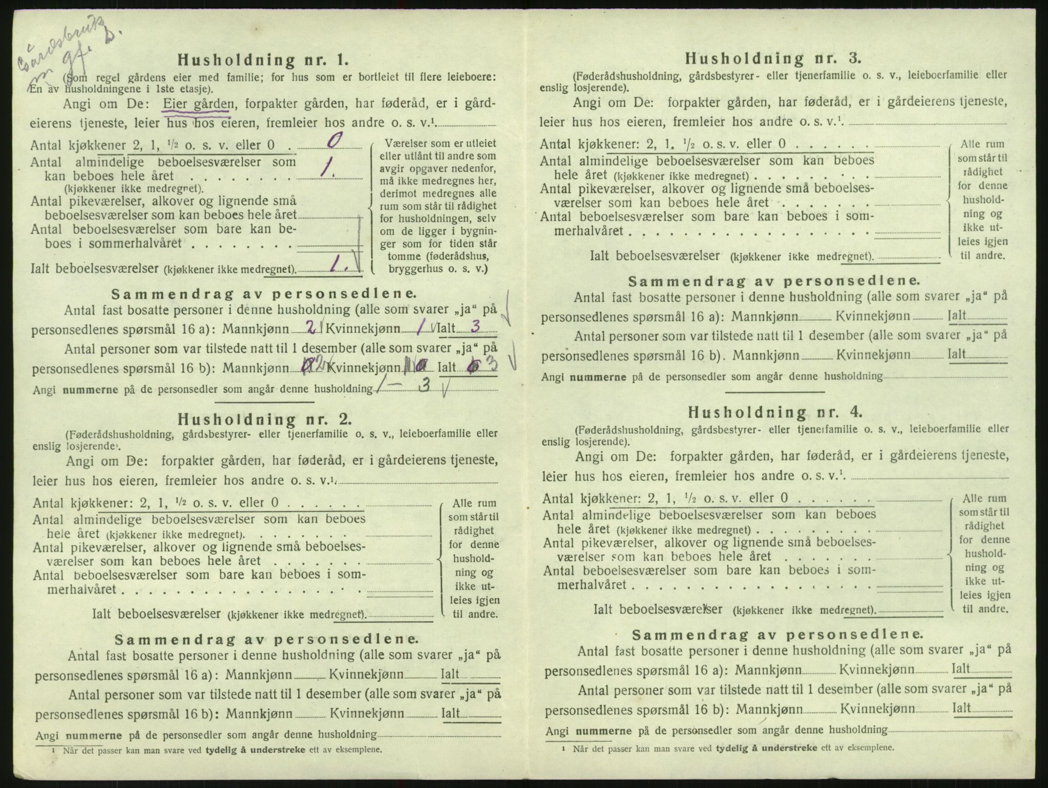 SAK, 1920 census for Bykle, 1920, p. 84