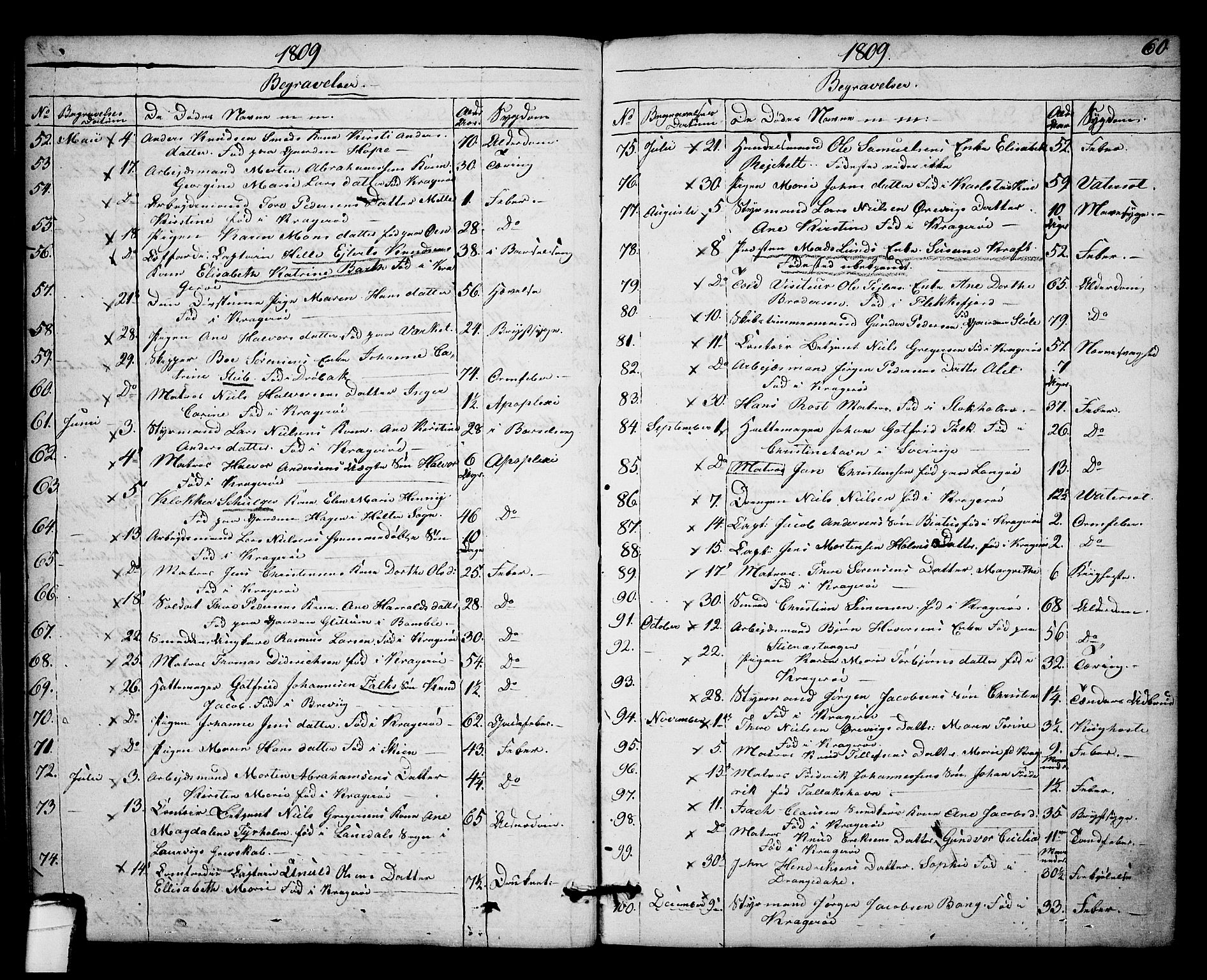 Kragerø kirkebøker, SAKO/A-278/F/Fa/L0003: Parish register (official) no. 3, 1802-1813, p. 60