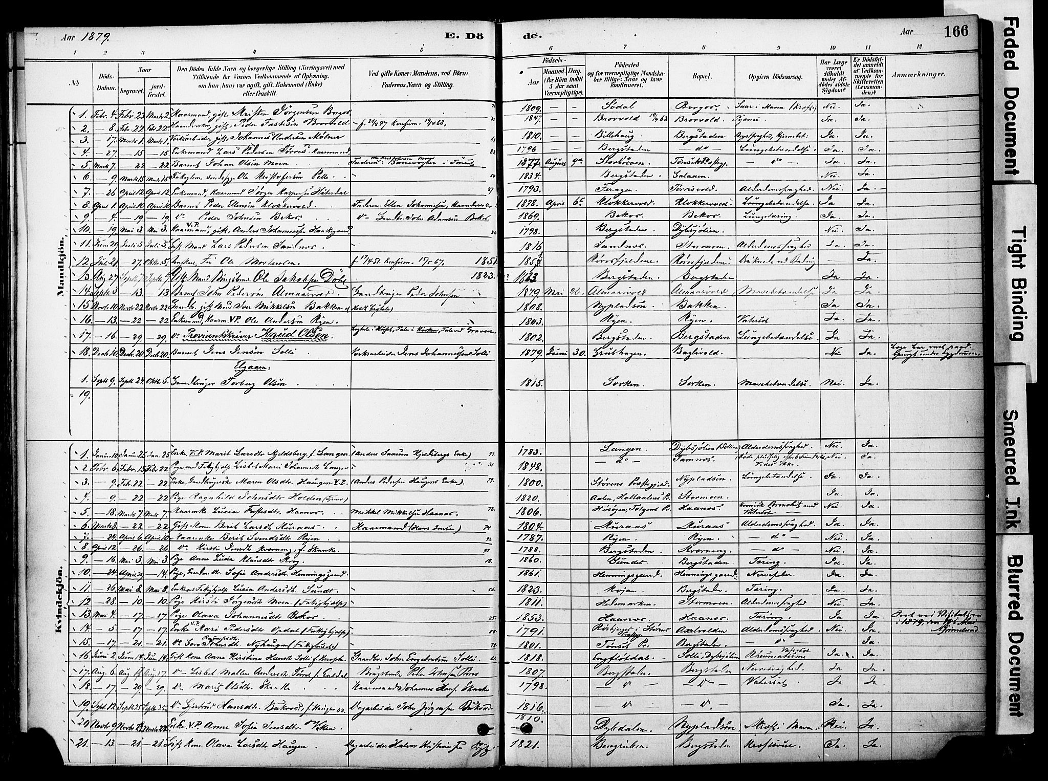 Ministerialprotokoller, klokkerbøker og fødselsregistre - Sør-Trøndelag, SAT/A-1456/681/L0933: Parish register (official) no. 681A11, 1879-1890, p. 166