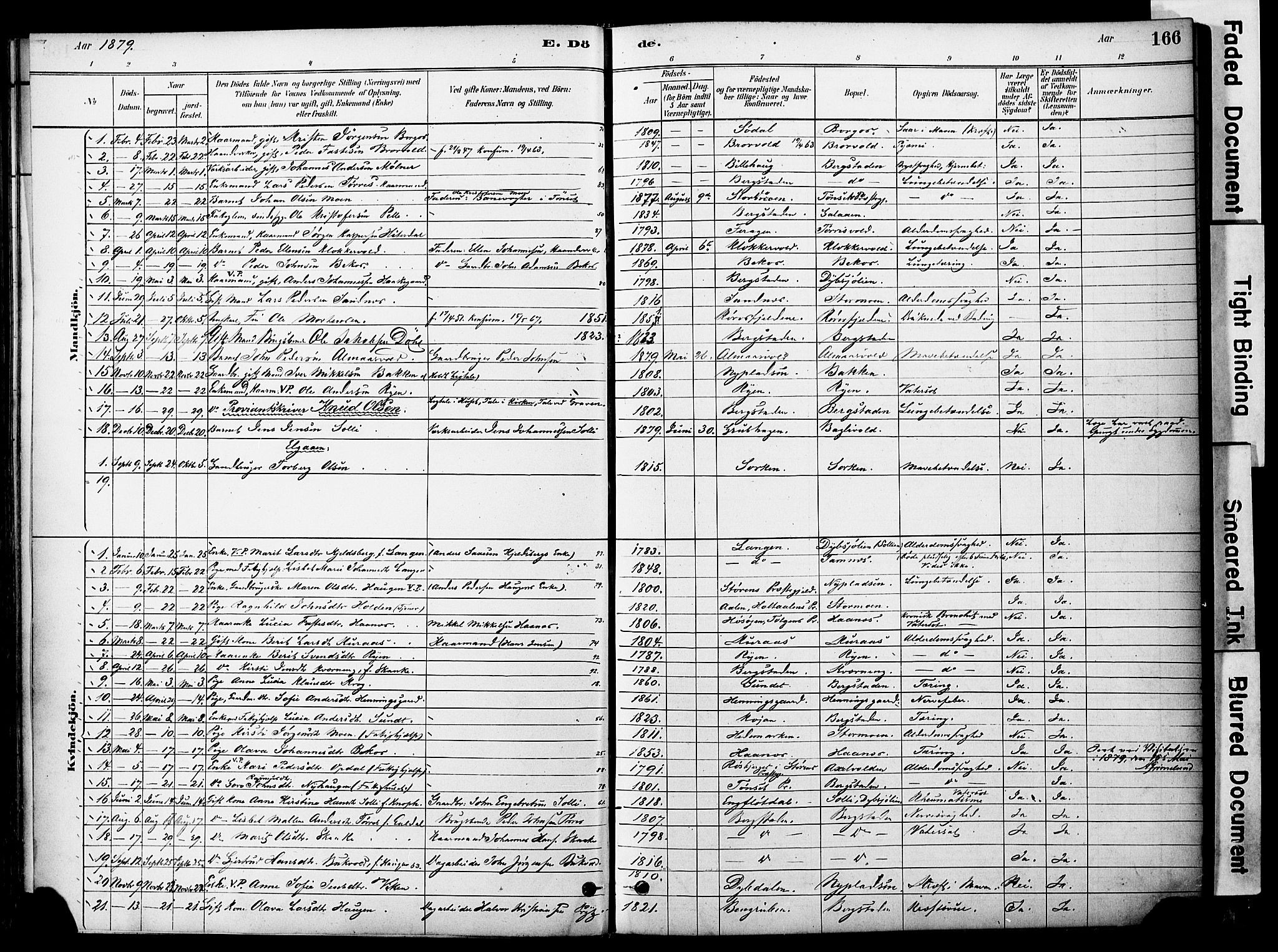 Ministerialprotokoller, klokkerbøker og fødselsregistre - Sør-Trøndelag, AV/SAT-A-1456/681/L0933: Parish register (official) no. 681A11, 1879-1890, p. 166