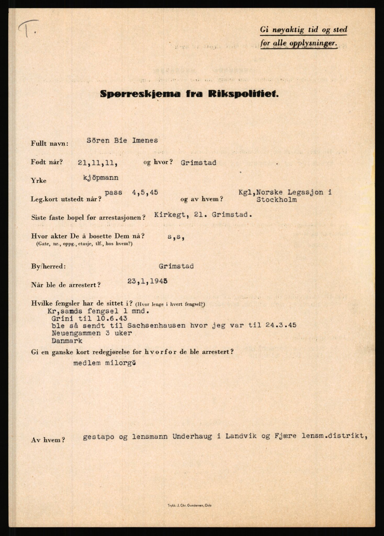 Rikspolitisjefen, AV/RA-S-1560/L/L0007: Heen, Erik C. - Iversen, Trygve, 1940-1945, p. 1089