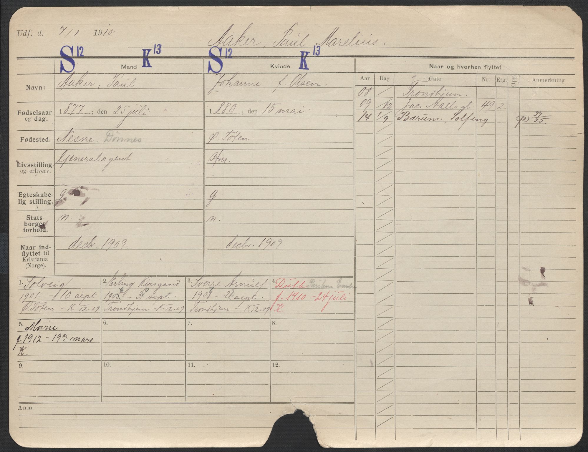 Oslo folkeregister, Registerkort, SAO/A-11715/F/Fa/Fac/L0011: Menn, 1906-1914, p. 1151a