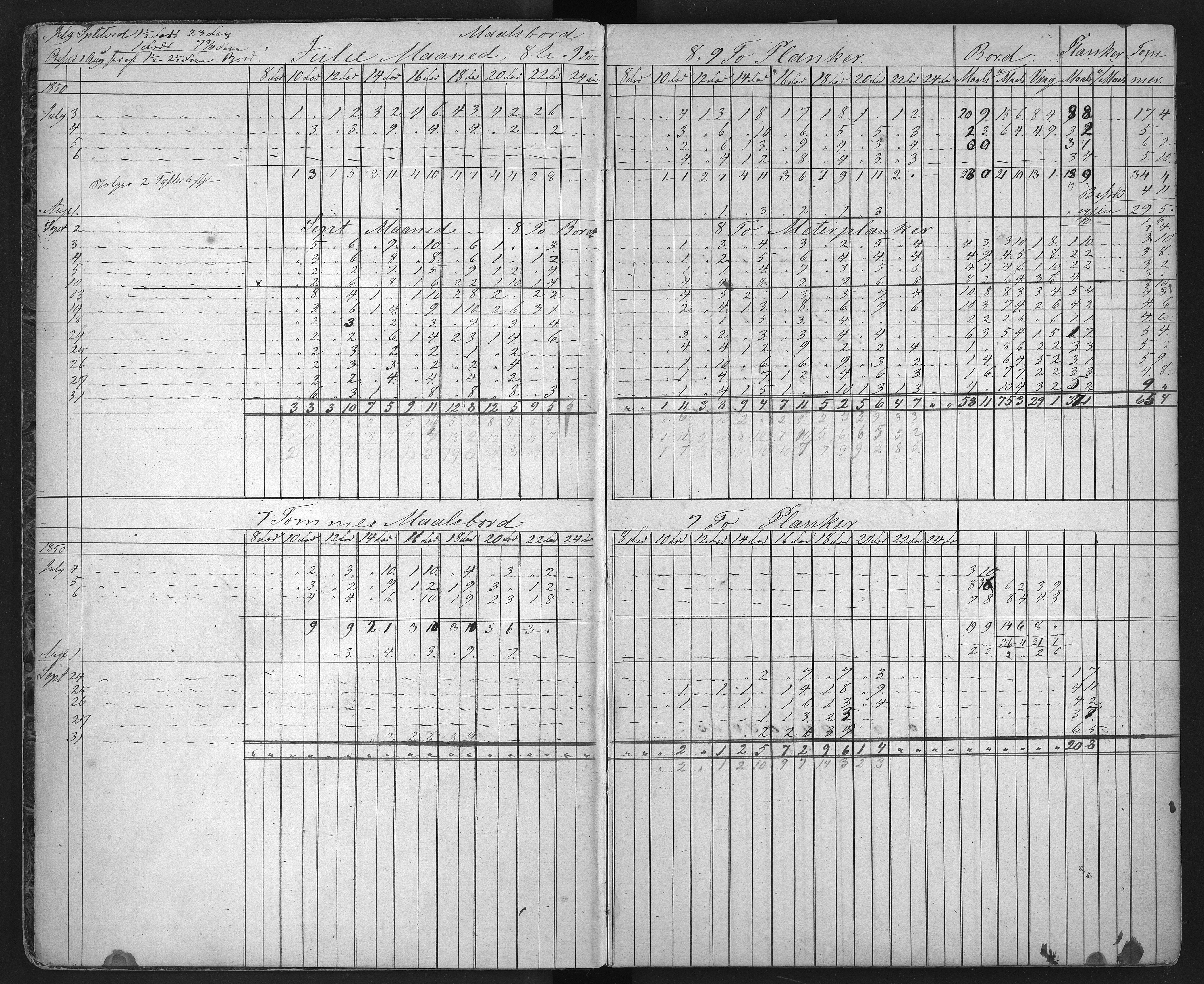 Froland Verk, AAKS/DA-1023/1/01/L0009: Sagbruksbok, 1850-1858