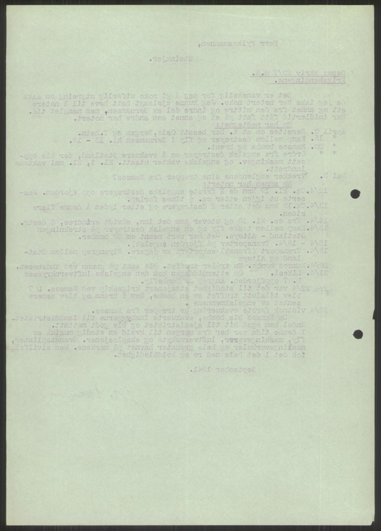 Forsvaret, Forsvarets krigshistoriske avdeling, AV/RA-RAFA-2017/Y/Ya/L0016: II-C-11-31 - Fylkesmenn.  Rapporter om krigsbegivenhetene 1940., 1940, p. 534