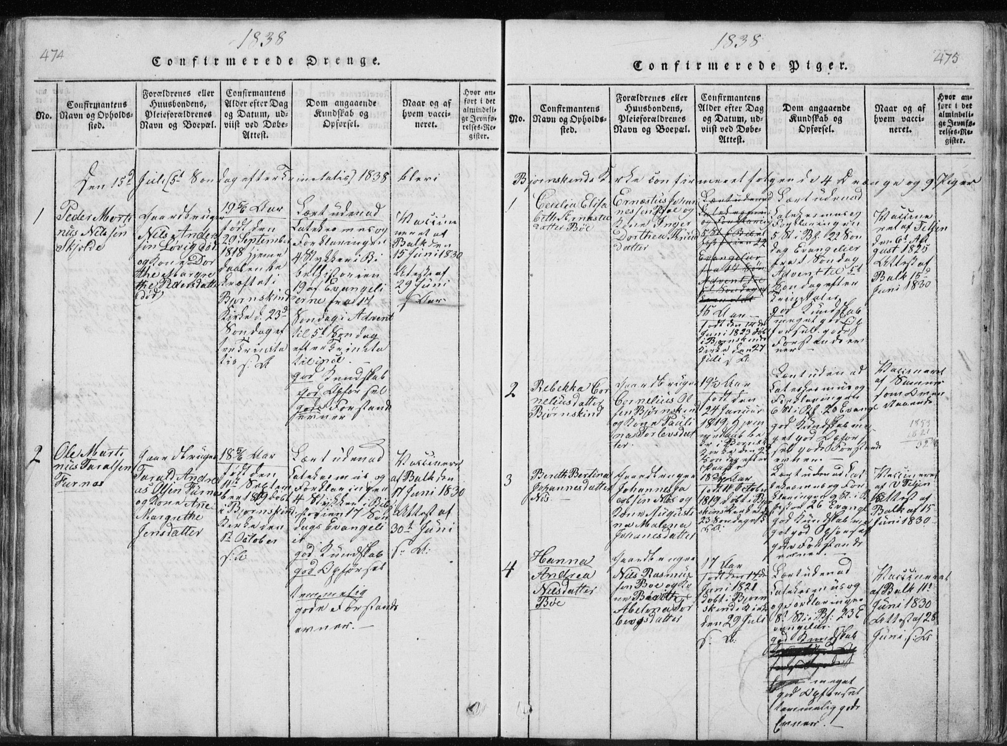 Ministerialprotokoller, klokkerbøker og fødselsregistre - Nordland, AV/SAT-A-1459/897/L1411: Parish register (copy) no. 897C01, 1820-1866, p. 474-475