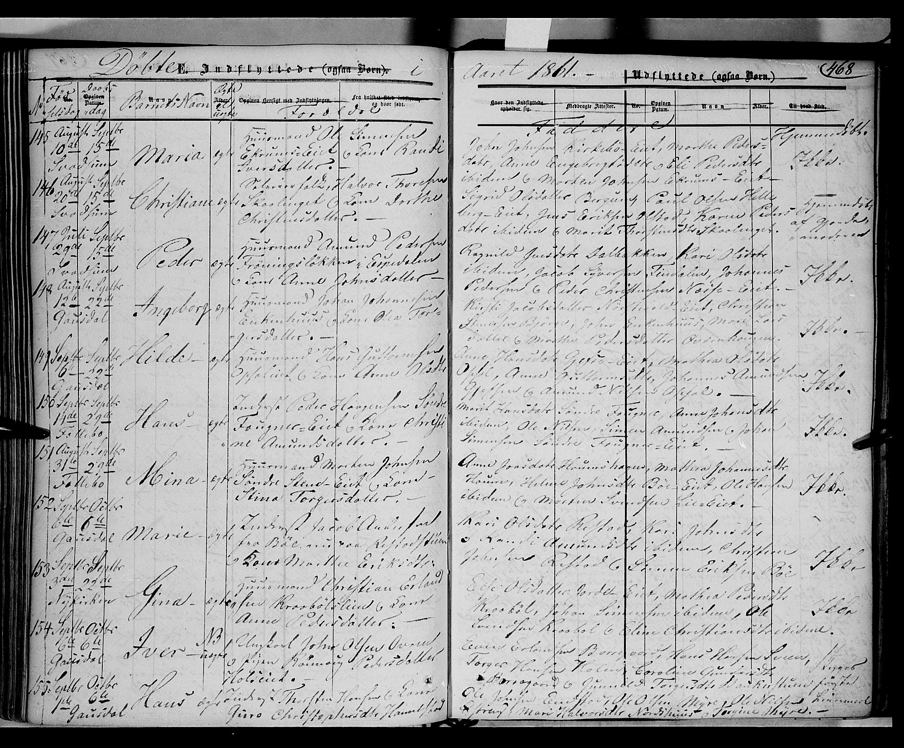 Gausdal prestekontor, SAH/PREST-090/H/Ha/Haa/L0008: Parish register (official) no. 8, 1850-1861, p. 468