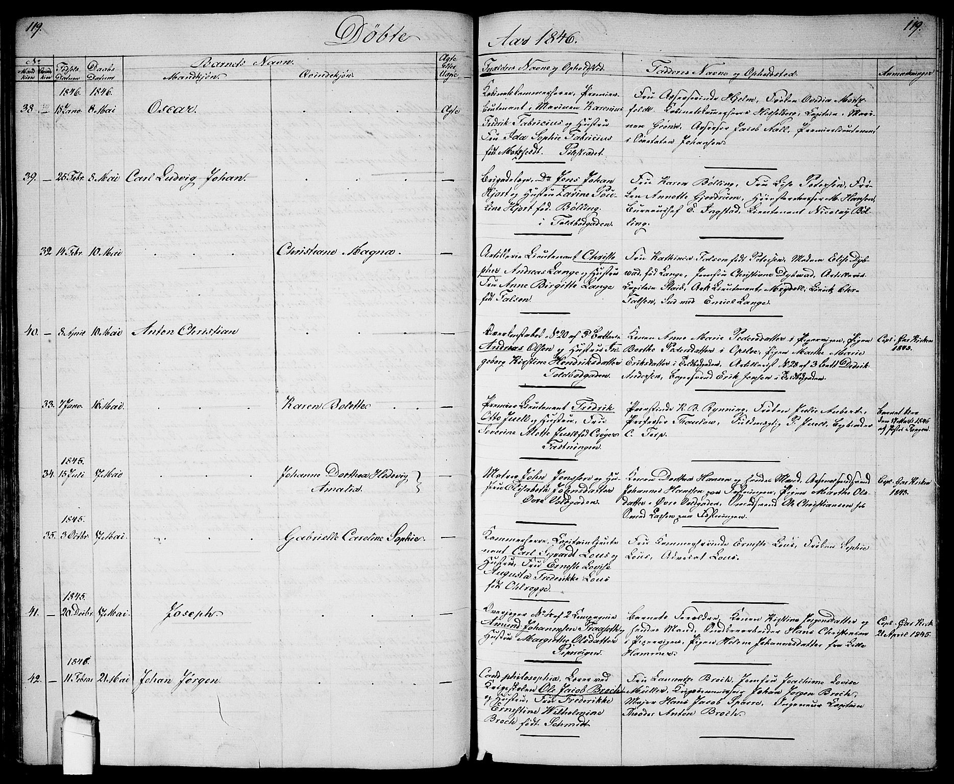 Garnisonsmenigheten Kirkebøker, SAO/A-10846/G/Ga/L0005: Parish register (copy) no. 5, 1841-1860, p. 119a