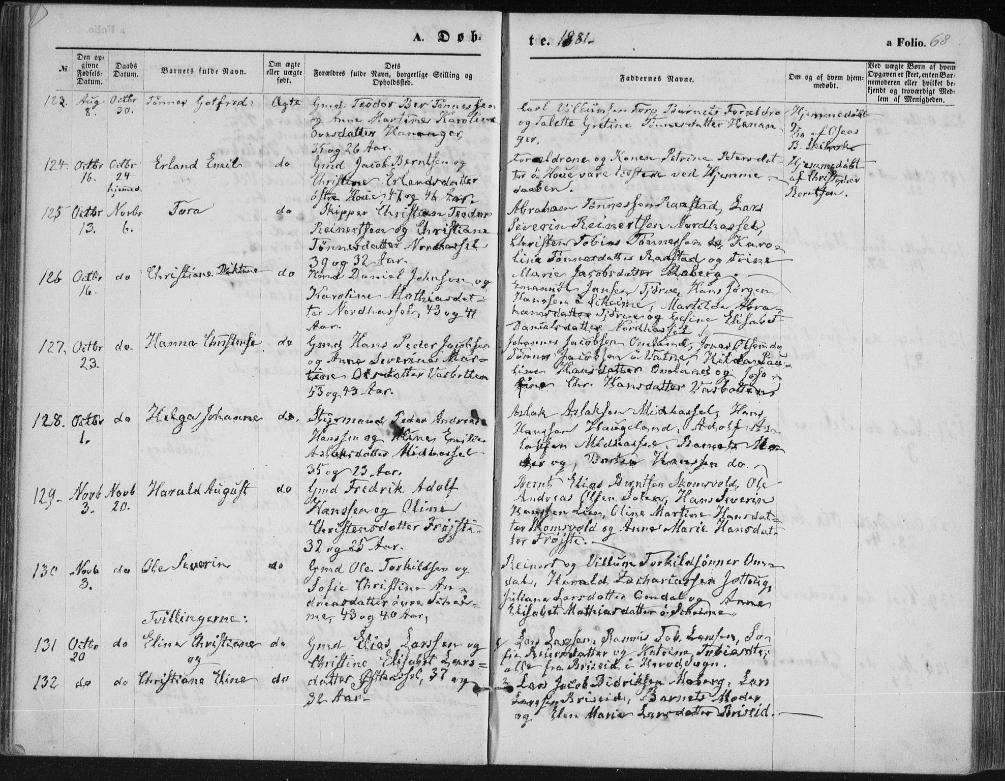 Lista sokneprestkontor, AV/SAK-1111-0027/F/Fb/L0004: Parish register (copy) no. B 4, 1877-1891, p. 68