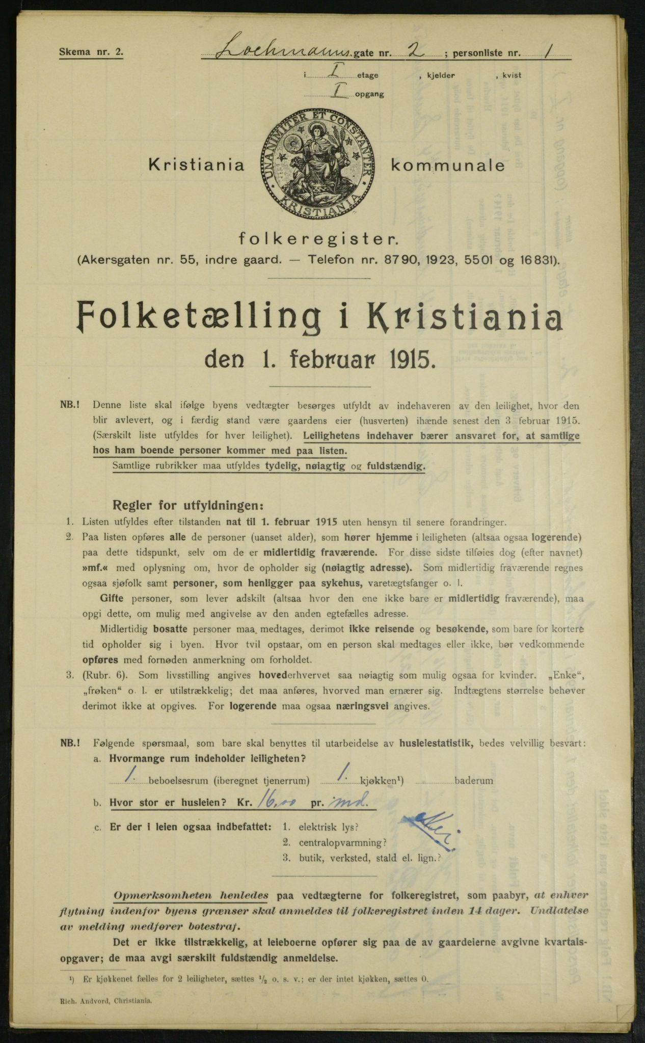 OBA, Municipal Census 1915 for Kristiania, 1915, p. 81510