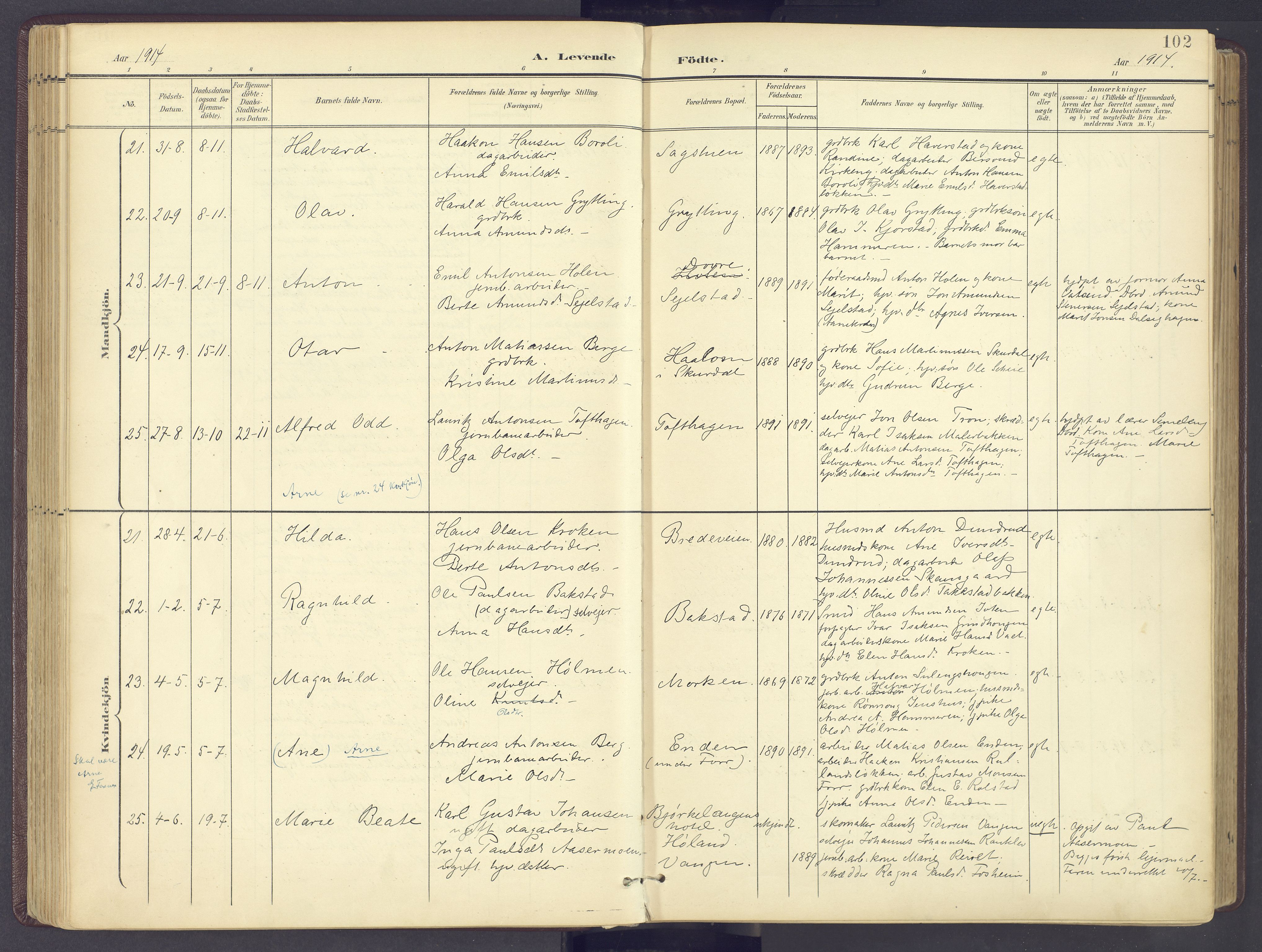 Sør-Fron prestekontor, AV/SAH-PREST-010/H/Ha/Haa/L0004: Parish register (official) no. 4, 1898-1919, p. 102