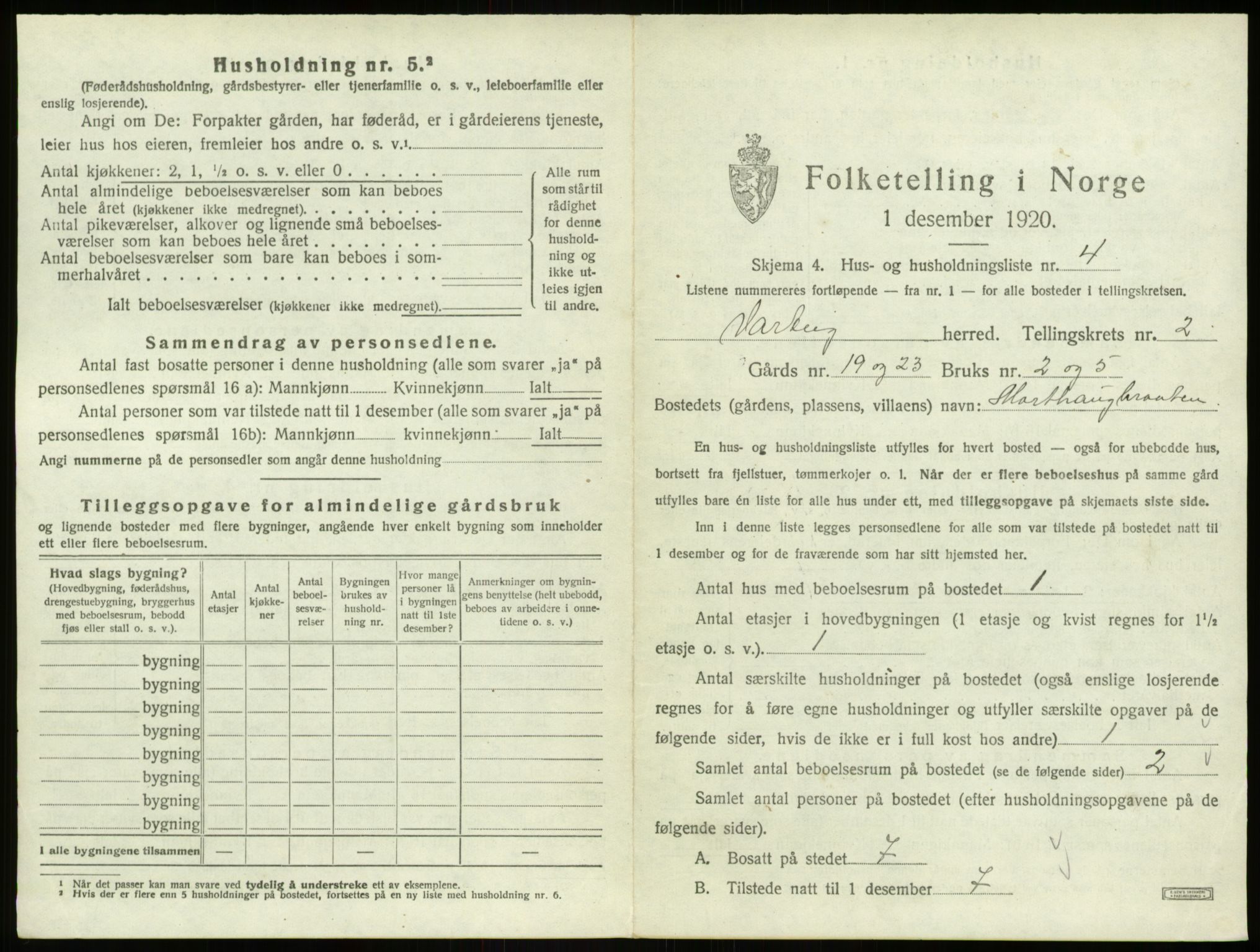 SAO, 1920 census for Varteig, 1920, p. 150