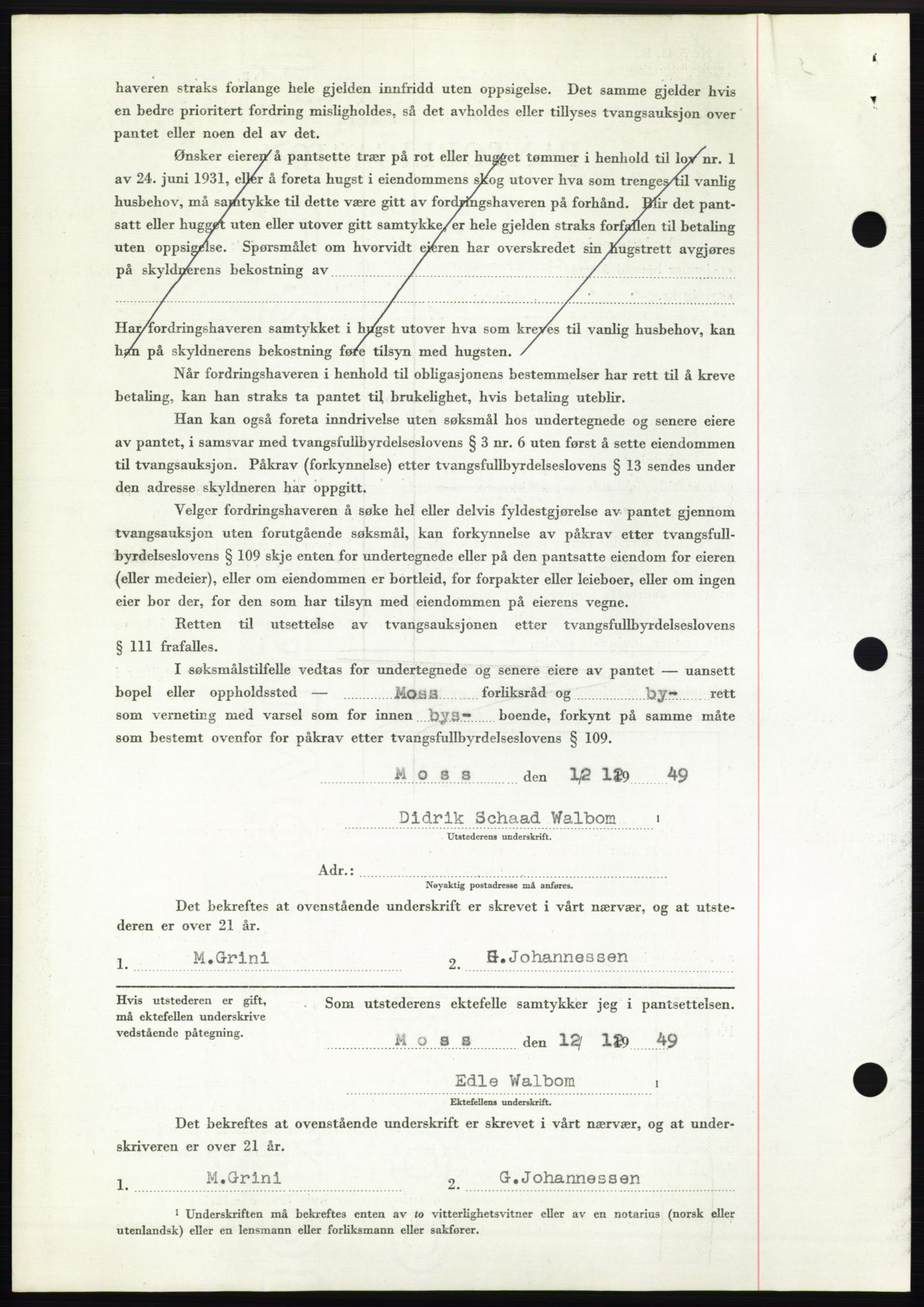 Moss sorenskriveri, SAO/A-10168: Mortgage book no. B23, 1949-1950, Diary no: : 3962/1949