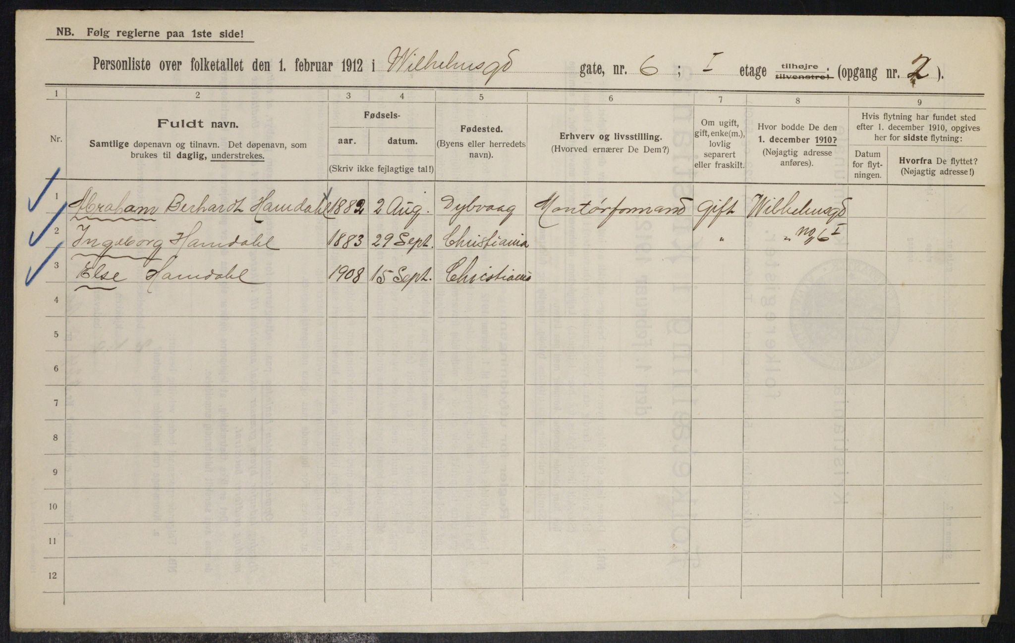 OBA, Municipal Census 1912 for Kristiania, 1912, p. 128223