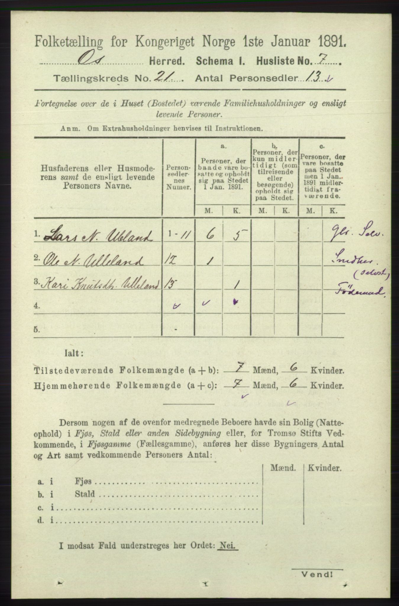 RA, 1891 census for 1243 Os, 1891, p. 4824