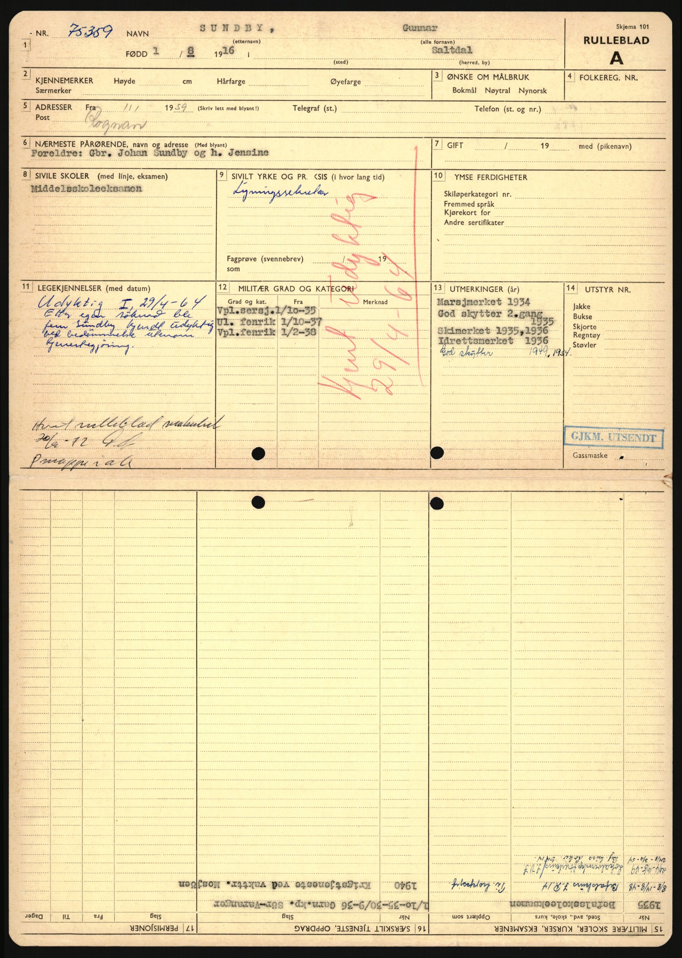 Forsvaret, Sør-Hålogaland landforsvar, AV/RA-RAFA-2552/P/Pa/L0302: Personellmapper for slettet personell, yrkesbefal og vernepliktig befal, født 1913-1916, 1932-1976, p. 457