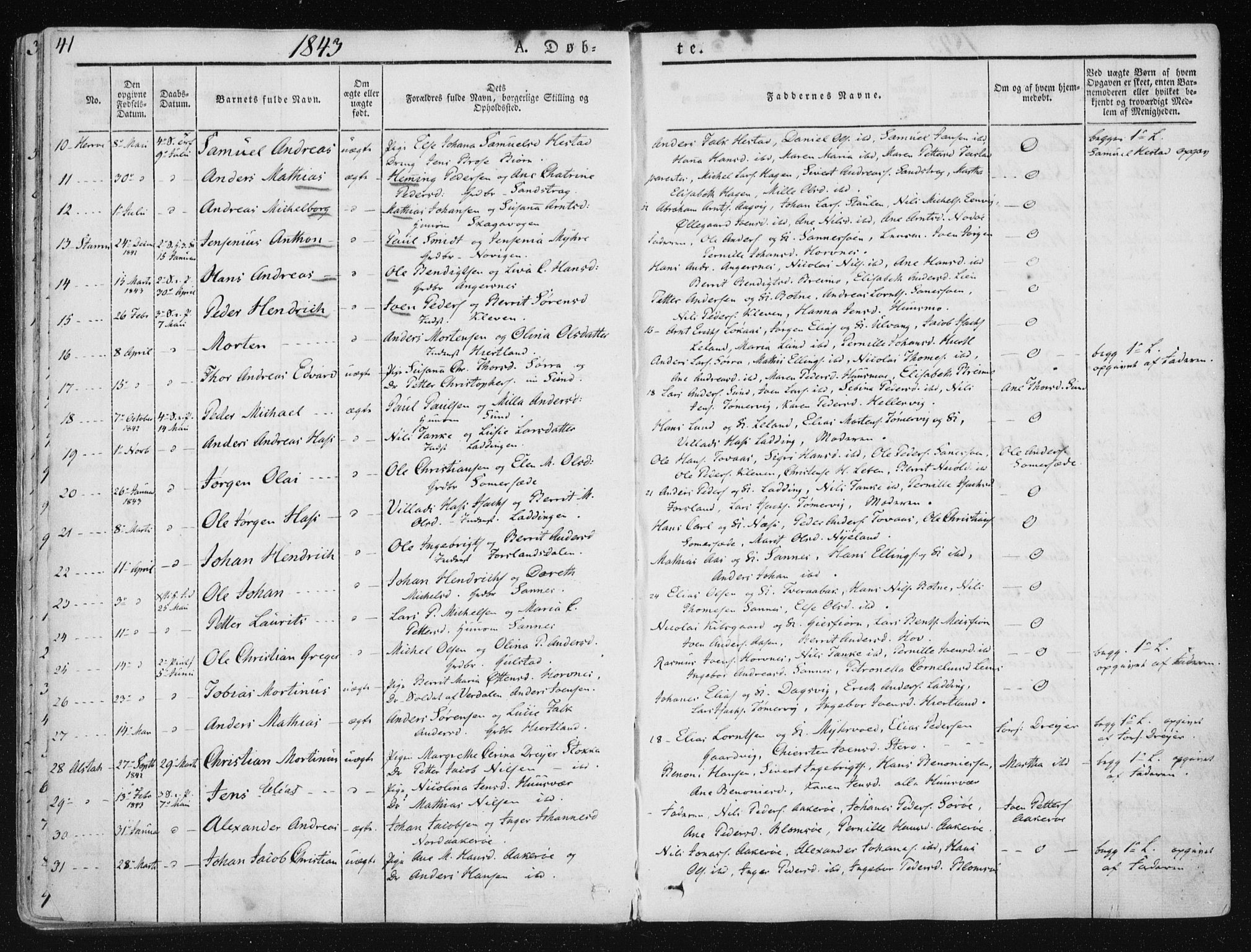 Ministerialprotokoller, klokkerbøker og fødselsregistre - Nordland, SAT/A-1459/830/L0446: Parish register (official) no. 830A10, 1831-1865, p. 41