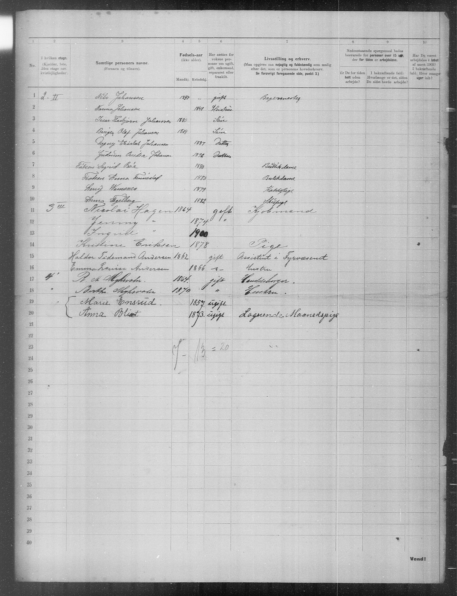 OBA, Municipal Census 1903 for Kristiania, 1903, p. 23432