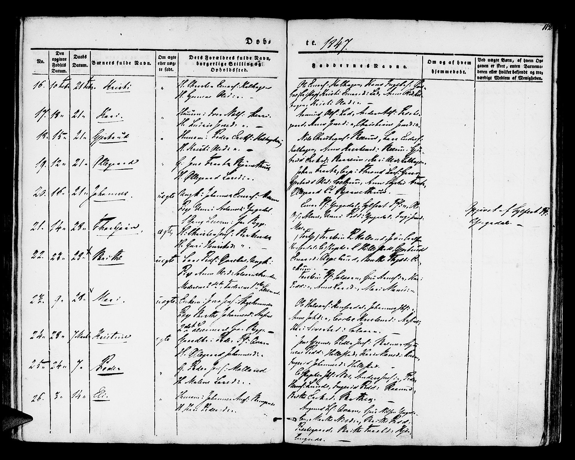 Hafslo sokneprestembete, SAB/A-80301/H/Haa/Haaa/L0005: Parish register (official) no. A 5, 1834-1852, p. 112