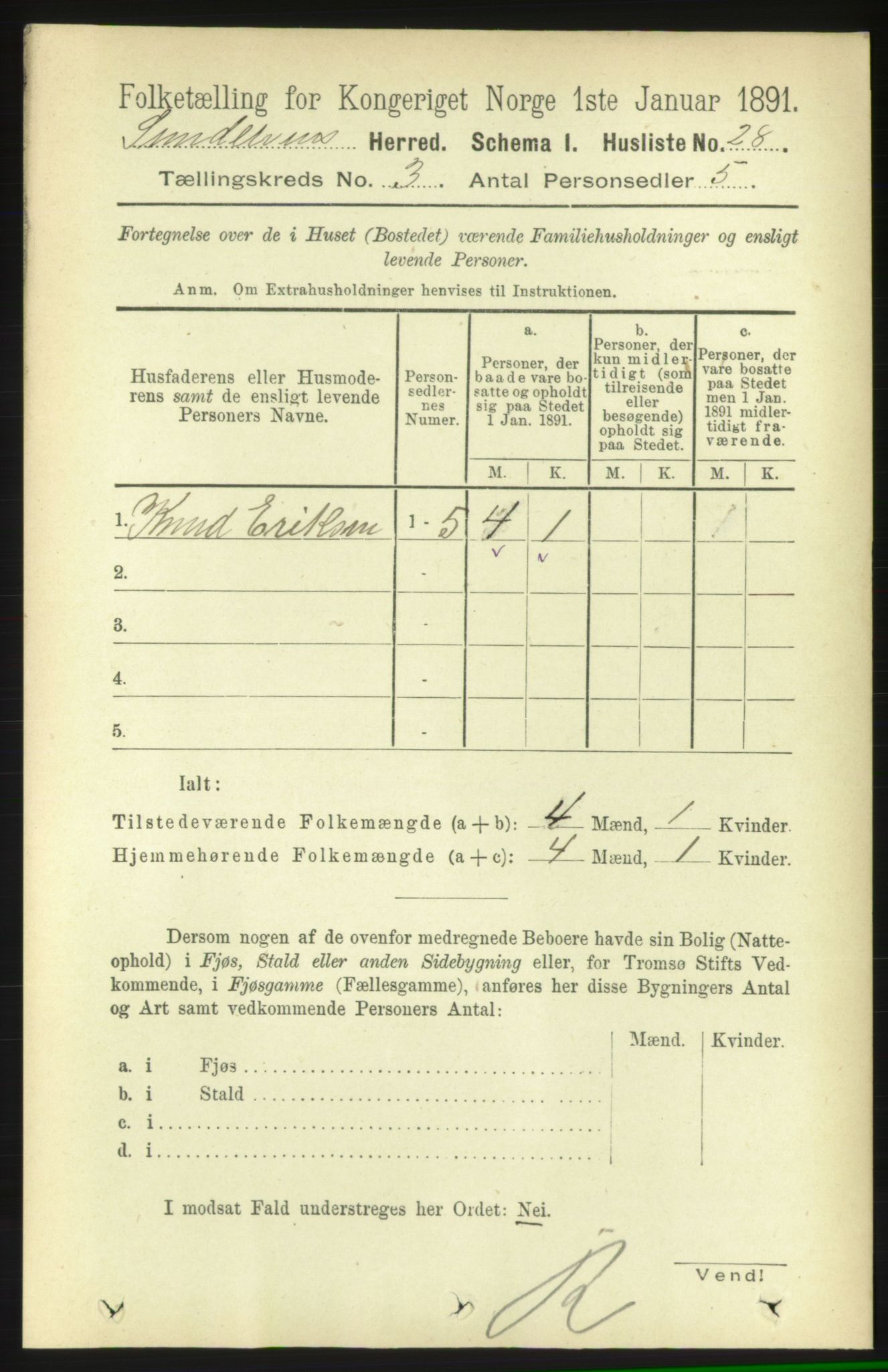 RA, 1891 census for 1523 Sunnylven, 1891, p. 610