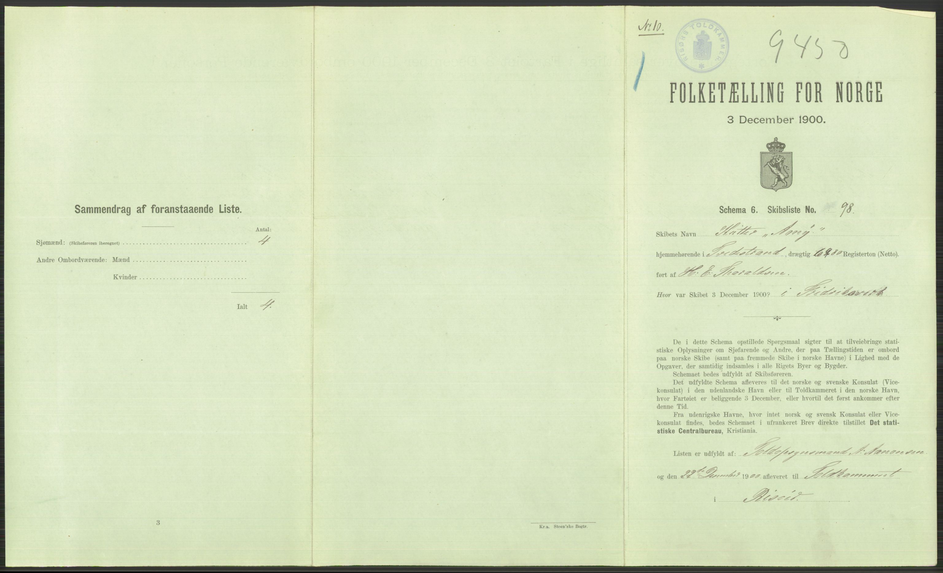 RA, 1900 Census - ship lists from ships in Norwegian harbours, harbours abroad and at sea, 1900, p. 659