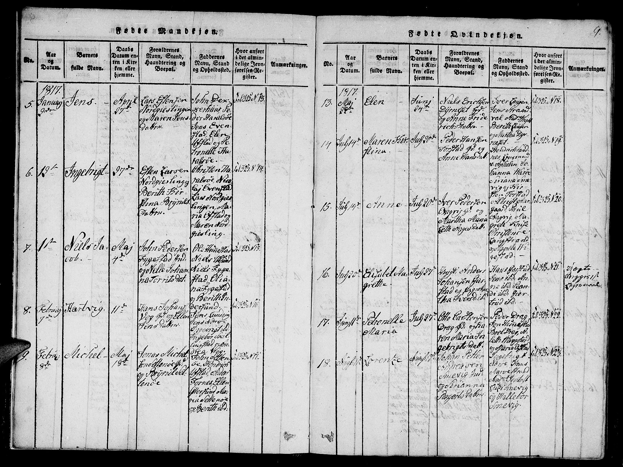 Ministerialprotokoller, klokkerbøker og fødselsregistre - Nord-Trøndelag, AV/SAT-A-1458/784/L0667: Parish register (official) no. 784A03 /1, 1816-1829, p. 9