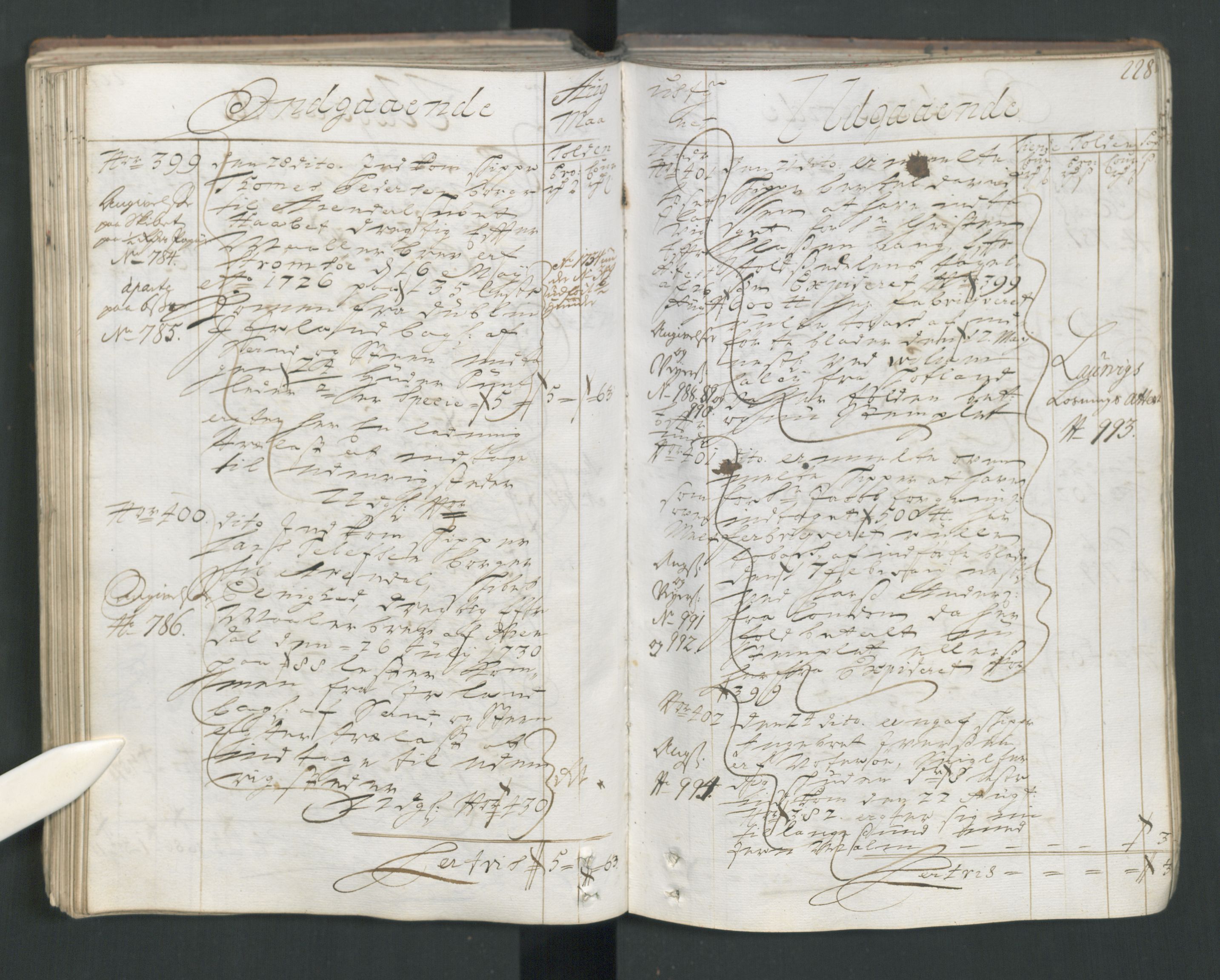 Generaltollkammeret, tollregnskaper, AV/RA-EA-5490/R15/L0013/0001: Tollregnskaper Arendal / Hovedtollbok, 1733, p. 227b-228a