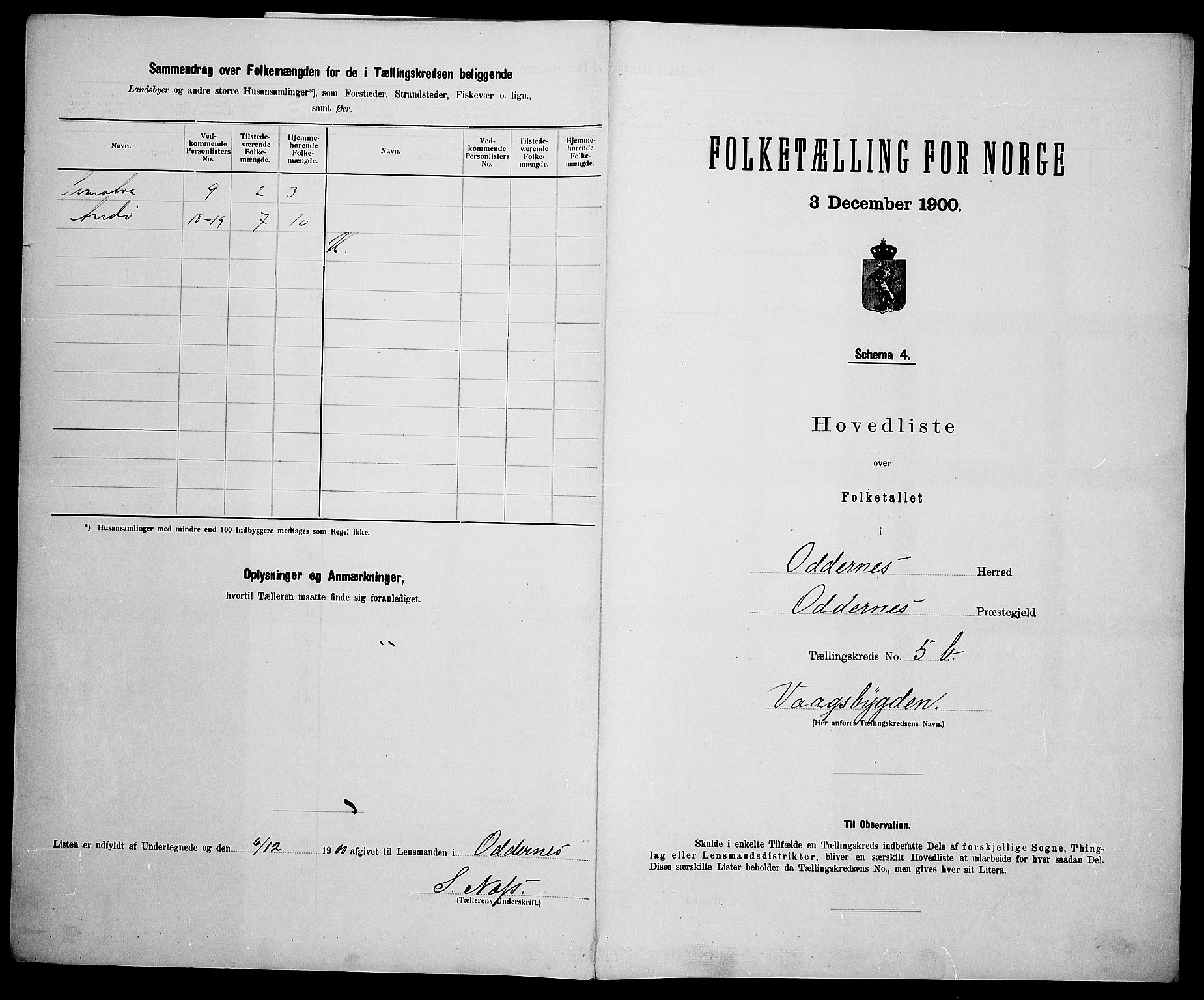 SAK, 1900 census for Oddernes, 1900, p. 49