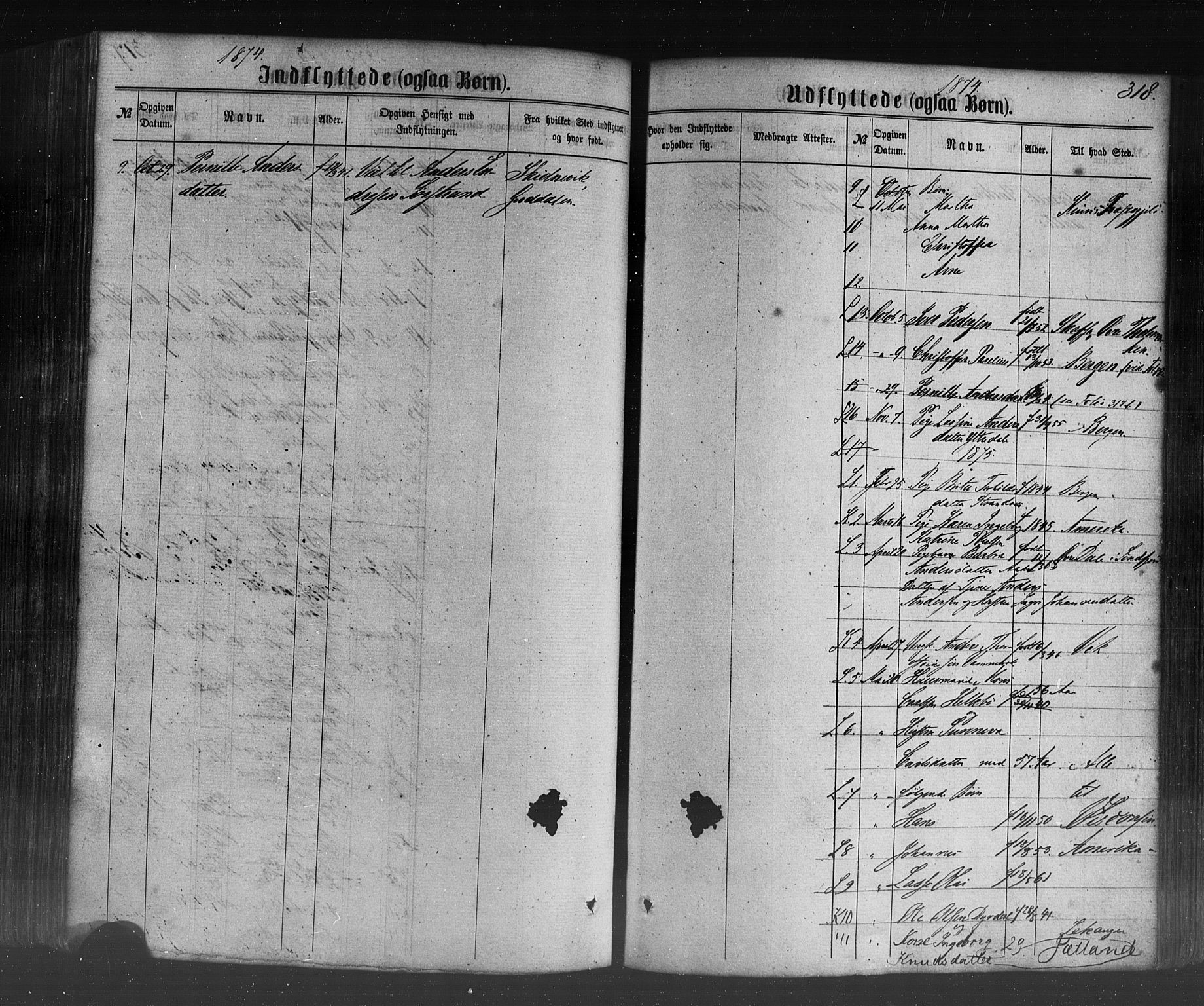 Lavik sokneprestembete, SAB/A-80901: Parish register (official) no. A 4, 1864-1881, p. 318