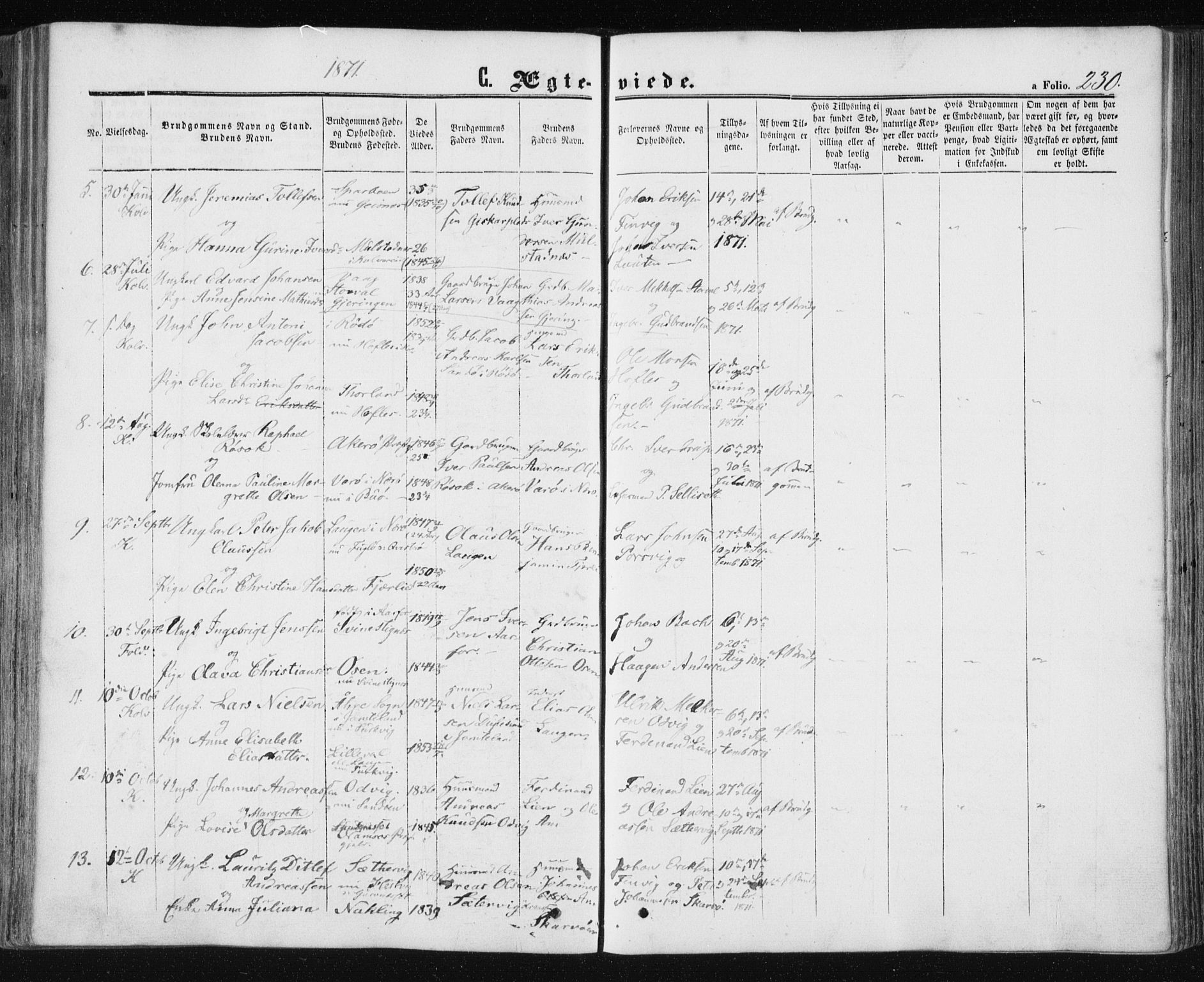 Ministerialprotokoller, klokkerbøker og fødselsregistre - Nord-Trøndelag, AV/SAT-A-1458/780/L0641: Parish register (official) no. 780A06, 1857-1874, p. 230