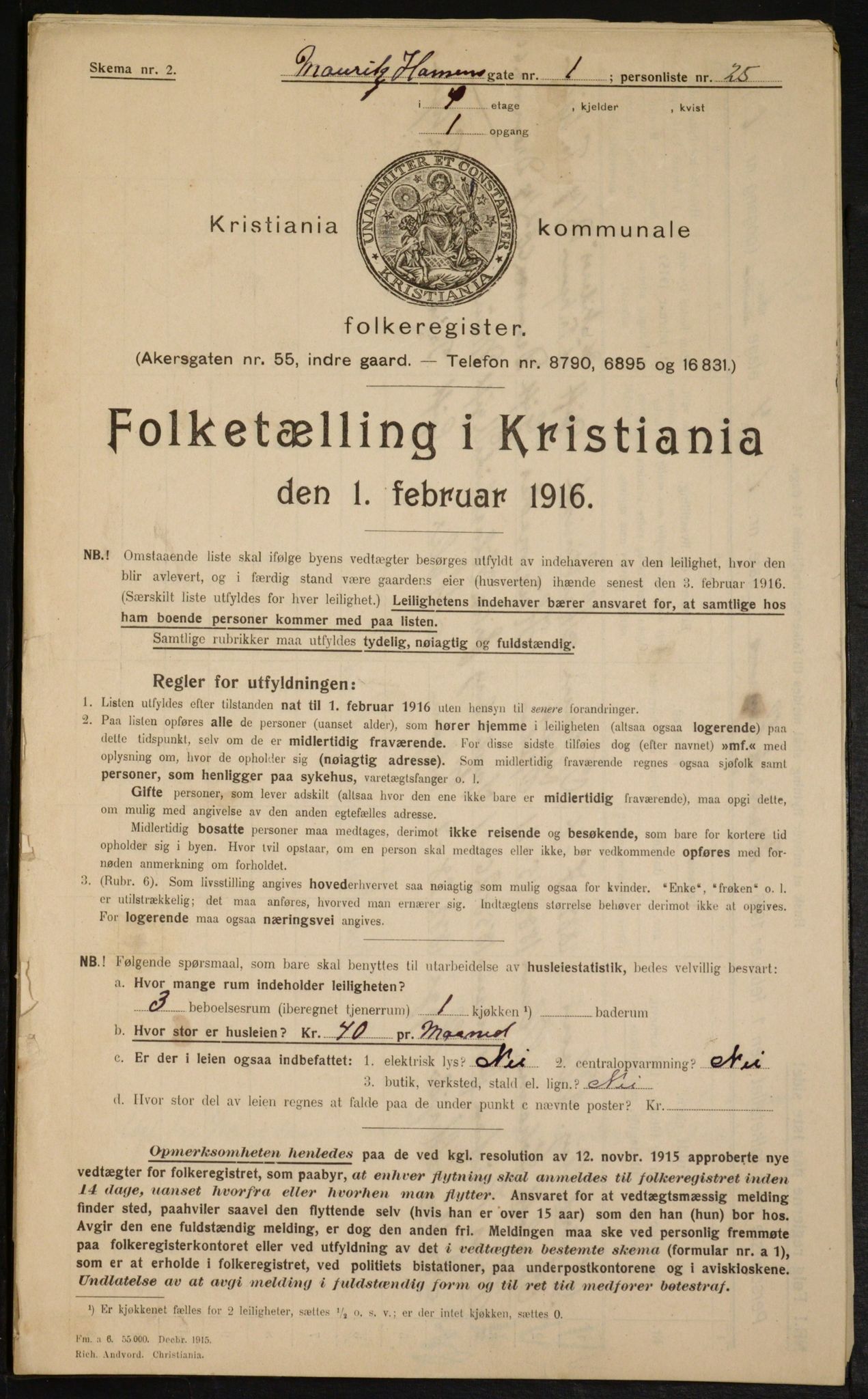 OBA, Municipal Census 1916 for Kristiania, 1916, p. 66501