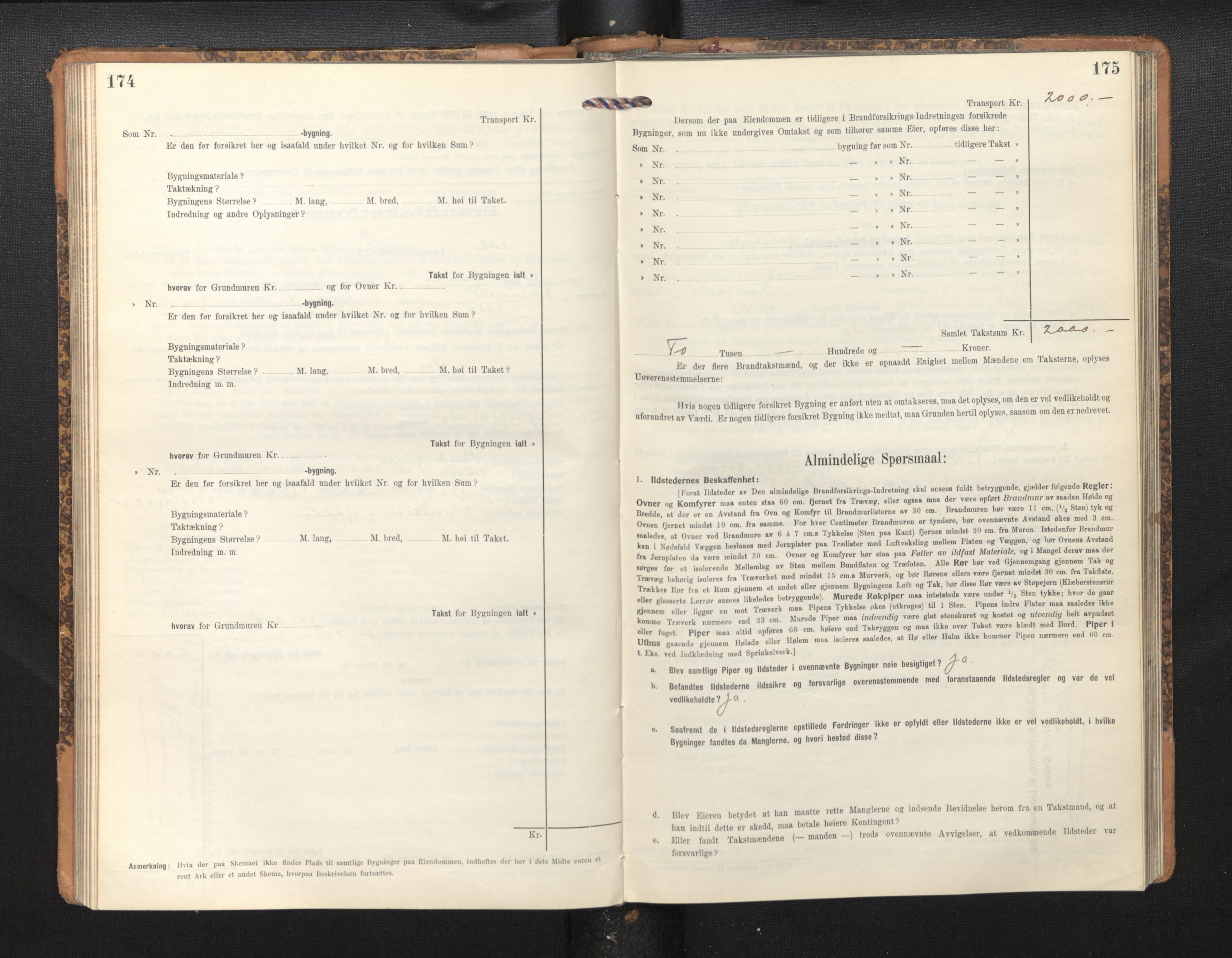 Lensmannen i Odda, AV/SAB-A-34001/0012/L0003: Branntakstprotokoll, skjematakst, 1916-1948, p. 174-175