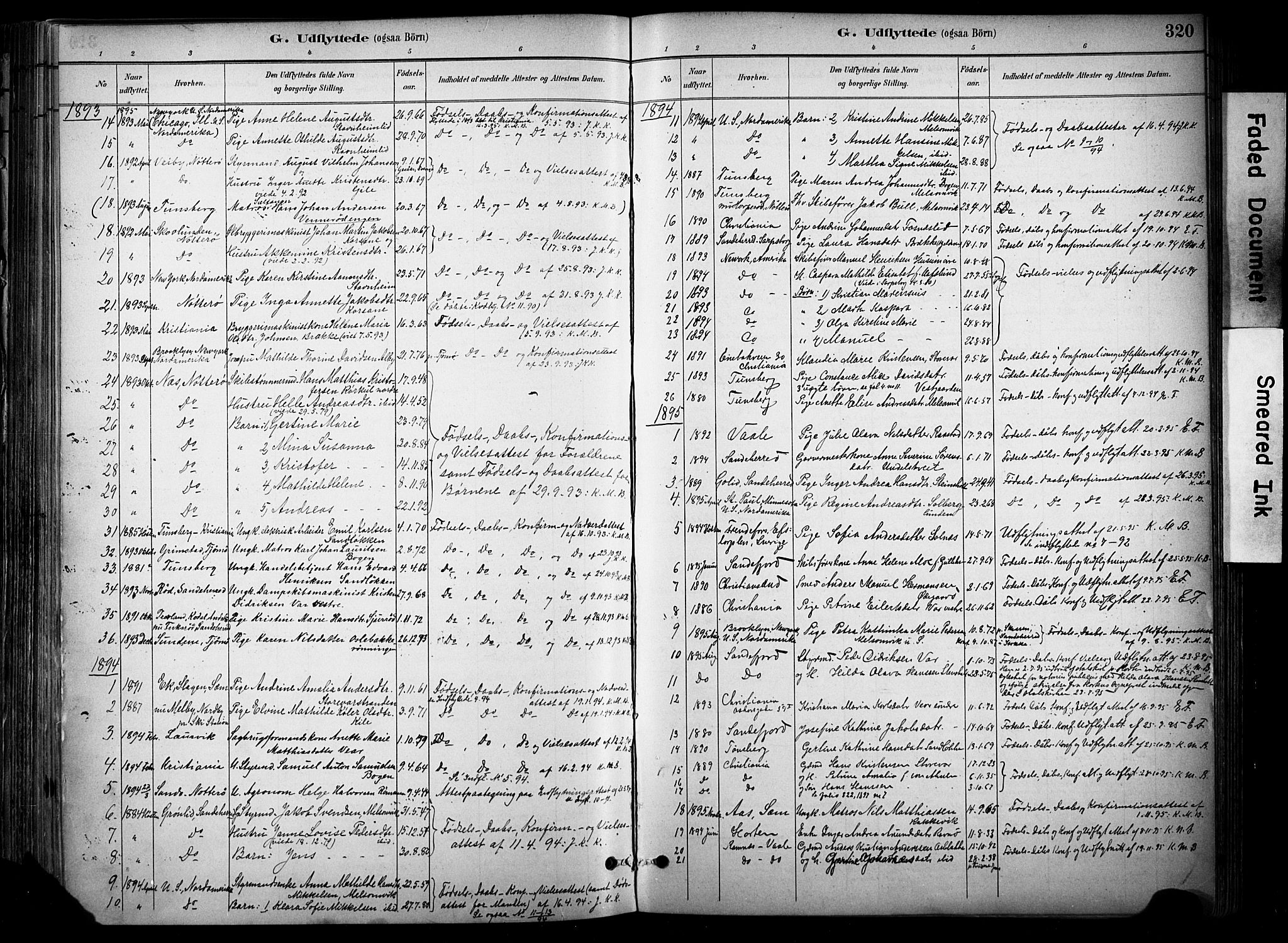 Stokke kirkebøker, SAKO/A-320/F/Fa/L0010: Parish register (official) no. I 10, 1884-1903, p. 320