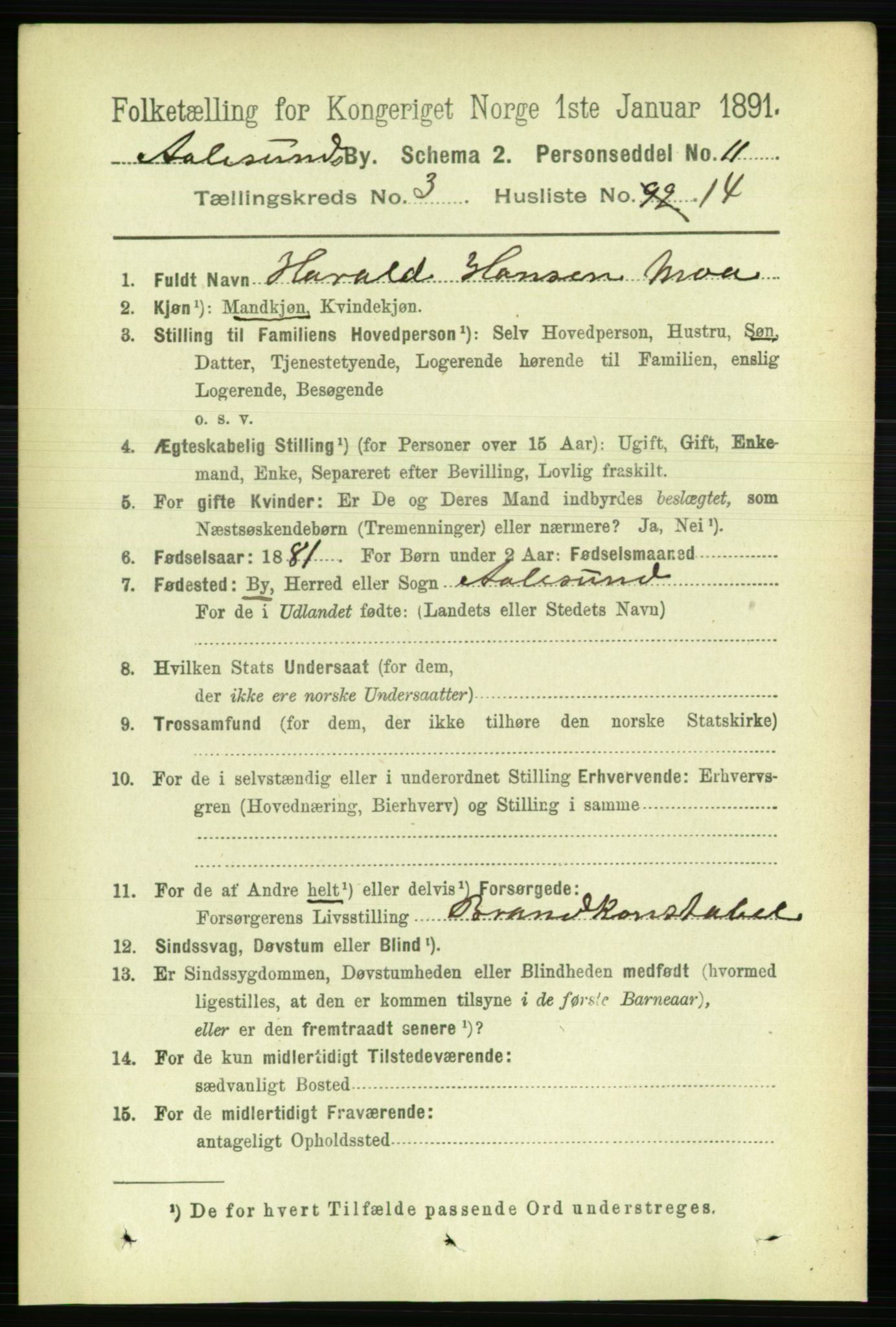 RA, 1891 census for 1501 Ålesund, 1891, p. 2442