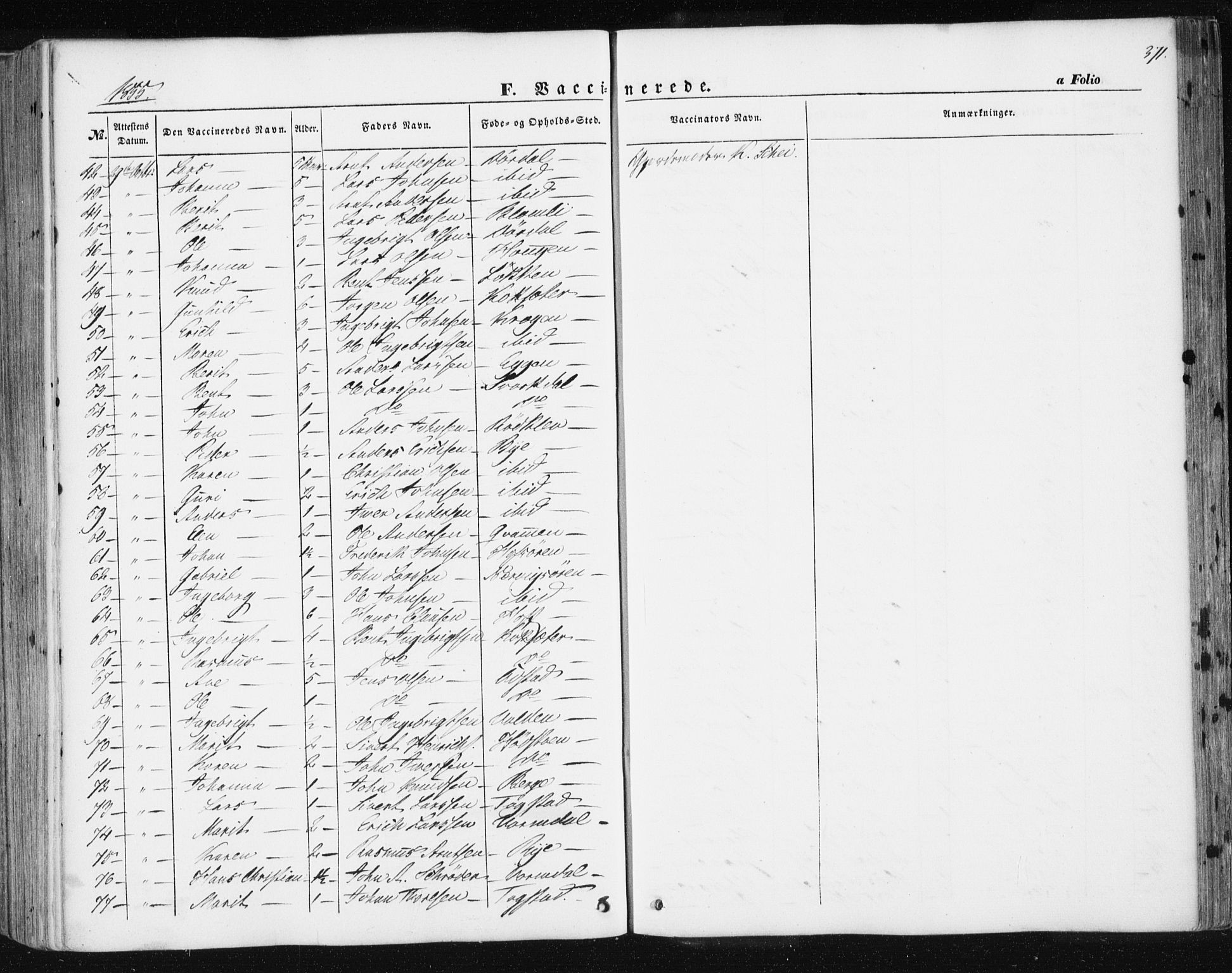 Ministerialprotokoller, klokkerbøker og fødselsregistre - Sør-Trøndelag, AV/SAT-A-1456/668/L0806: Parish register (official) no. 668A06, 1854-1869, p. 371