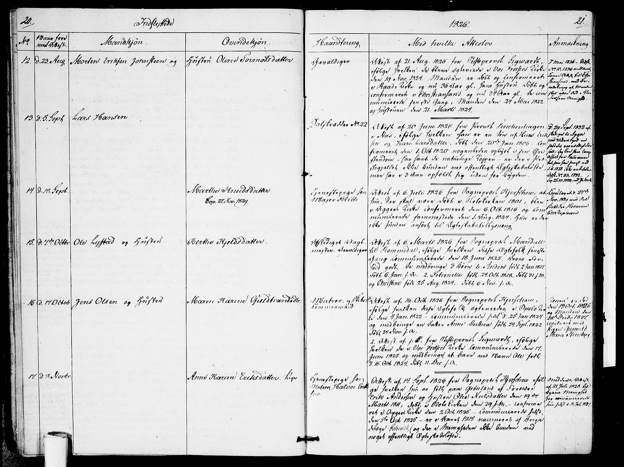 Garnisonsmenigheten Kirkebøker, AV/SAO-A-10846/F/Fa/L0005: Parish register (official) no. 5, 1824-1830, p. 20-21